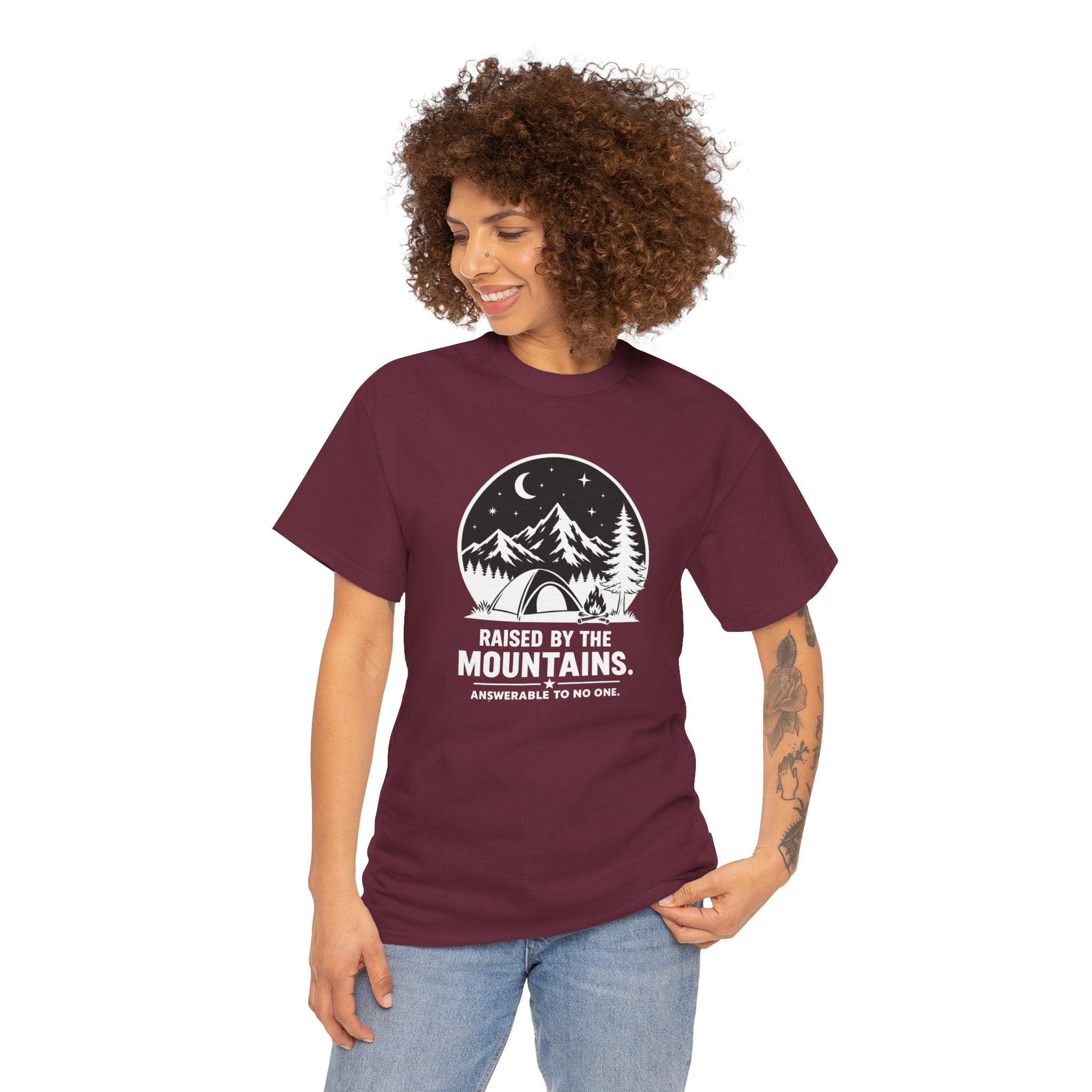 Camping Night T-Shirt — Mountain Tent Moon Graphic Tee