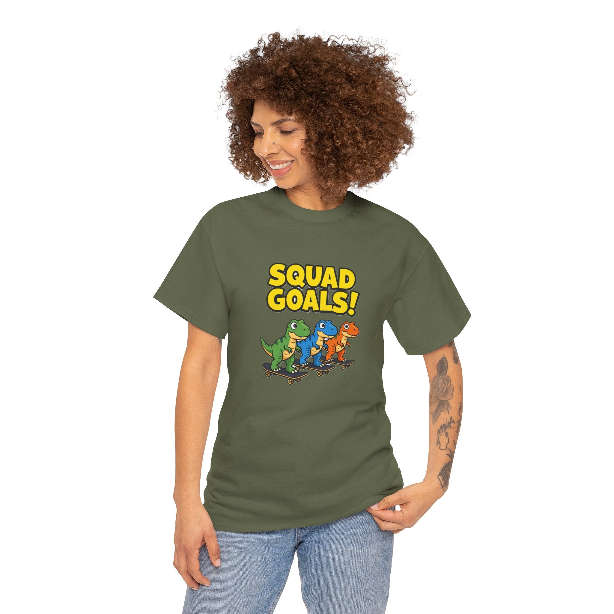 Squad Goals! Dinosaur T-Shirt – Cute Cartoon Dino Crew Tee