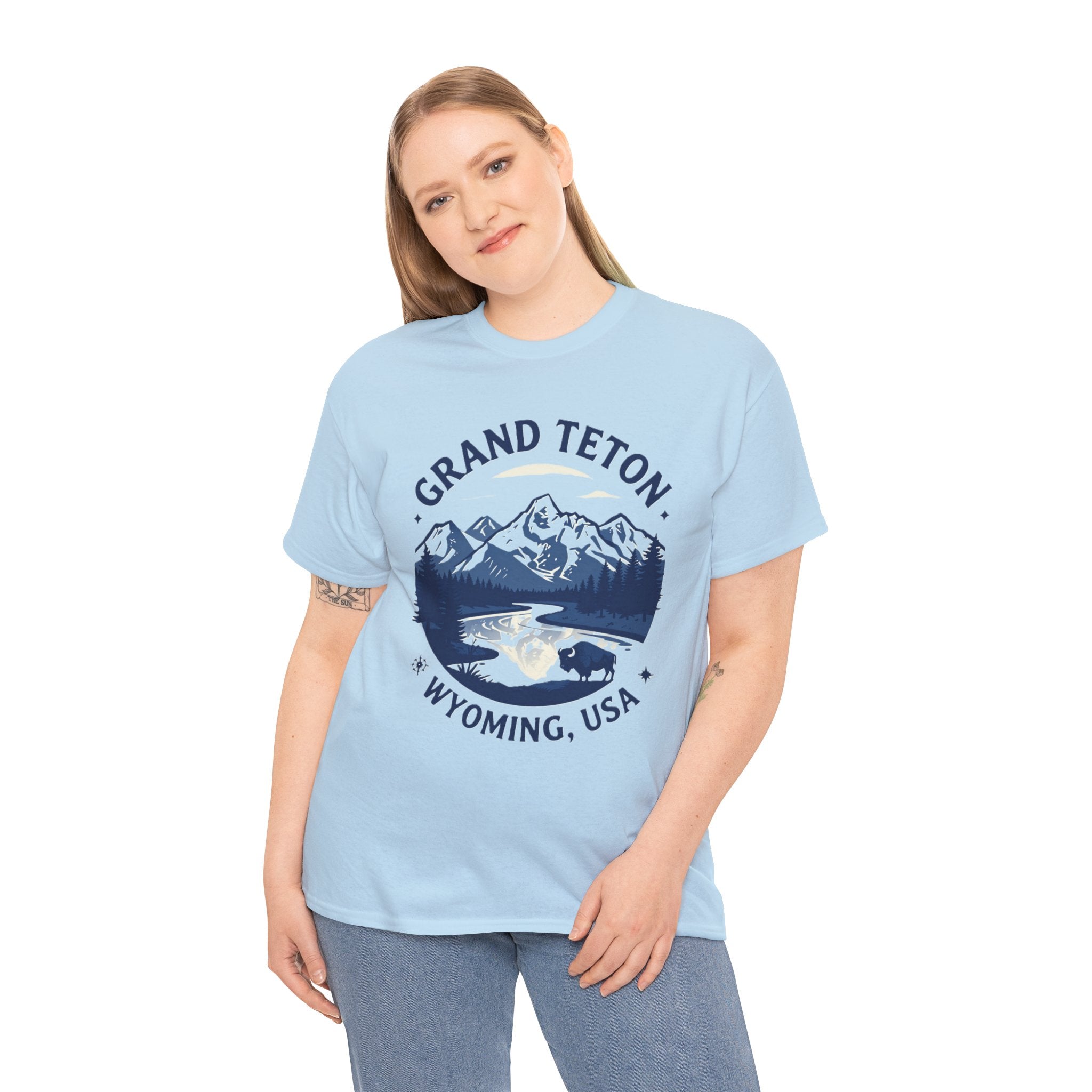 Grand Teton Wyoming Graphic Tee — Mountain Scenic River T-Shirt