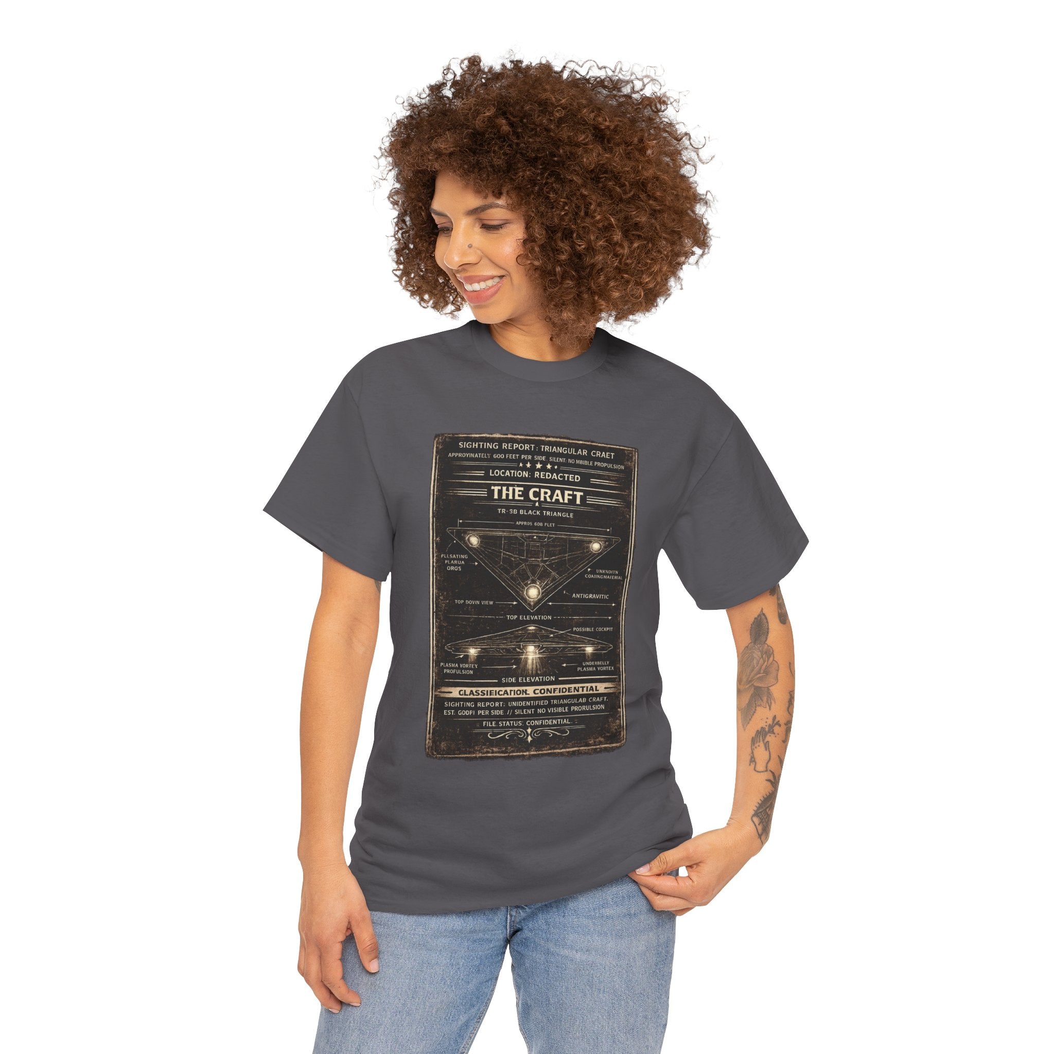 The Craft – TR-3B Black Triangle UAP Military Sighting Technical Illustration Graphic T-Shirt