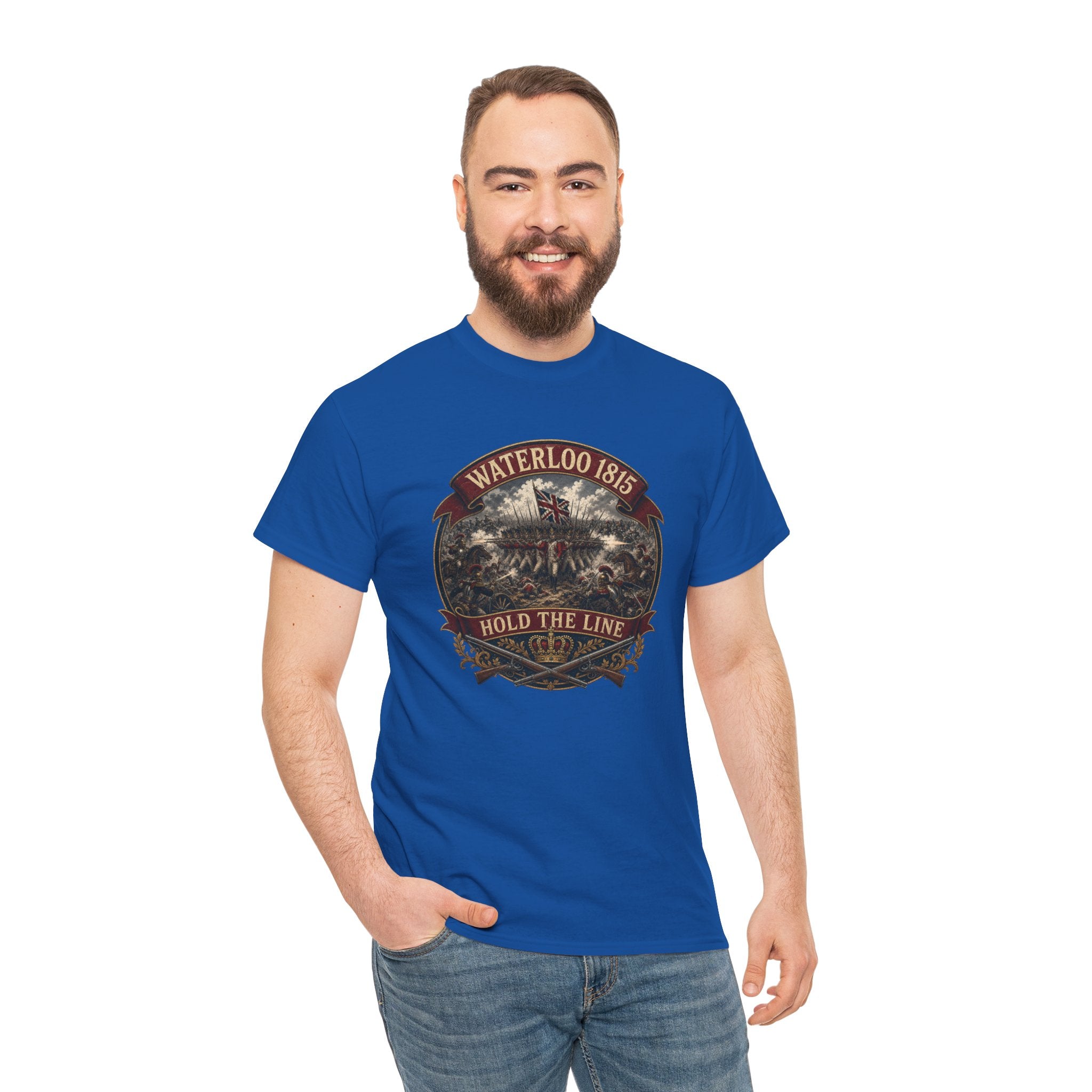 Waterloo 1815 — Hold The Line T-Shirt | British Redcoat Infantry Square Graphic Tee | Napoleonic Wars Heritage | Wellington's Army Battle Badge Gift