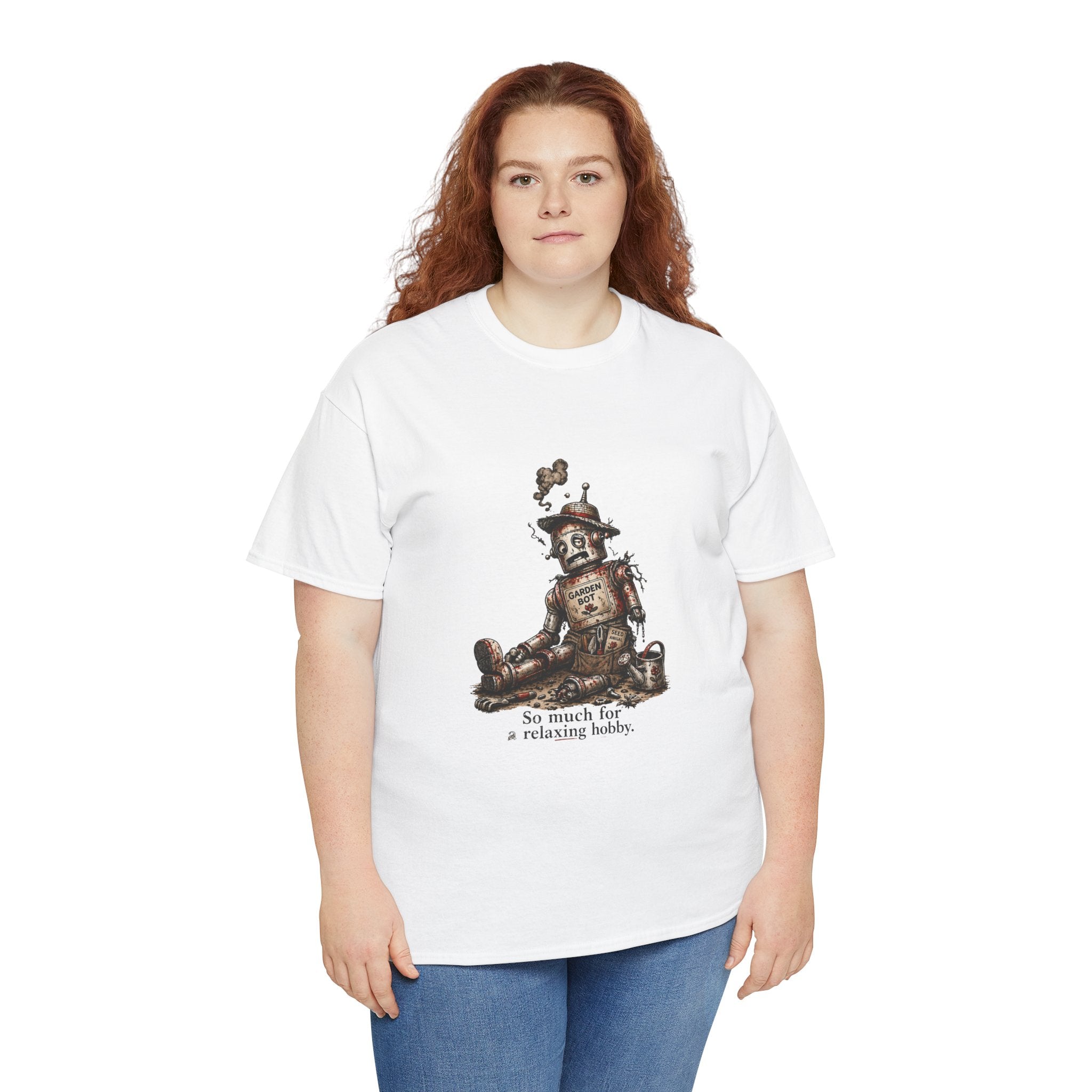 T‑Shirt — Vintage Robot 'So Much for a Relaxing Hobby' Graphic Tee