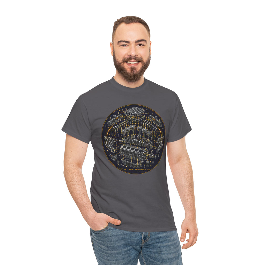 V8 Engine Diagram T-Shirt | Exploded View Blueprint Mechanic Tee