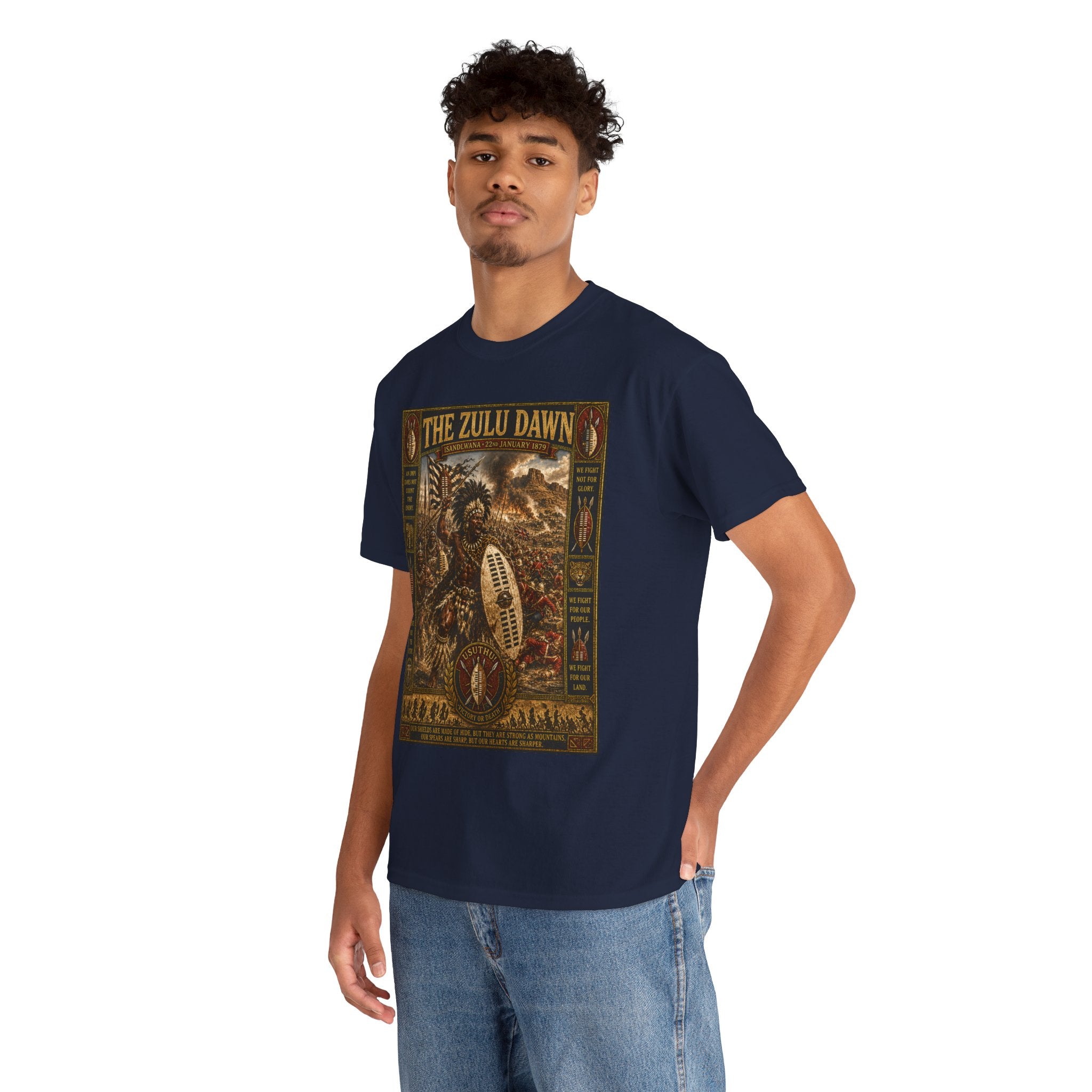 The Zulu Dawn – Zulu Warrior Isandlwana Battle African Military History Graphic T-Shirt - They came for our land. We showed them what it cost.