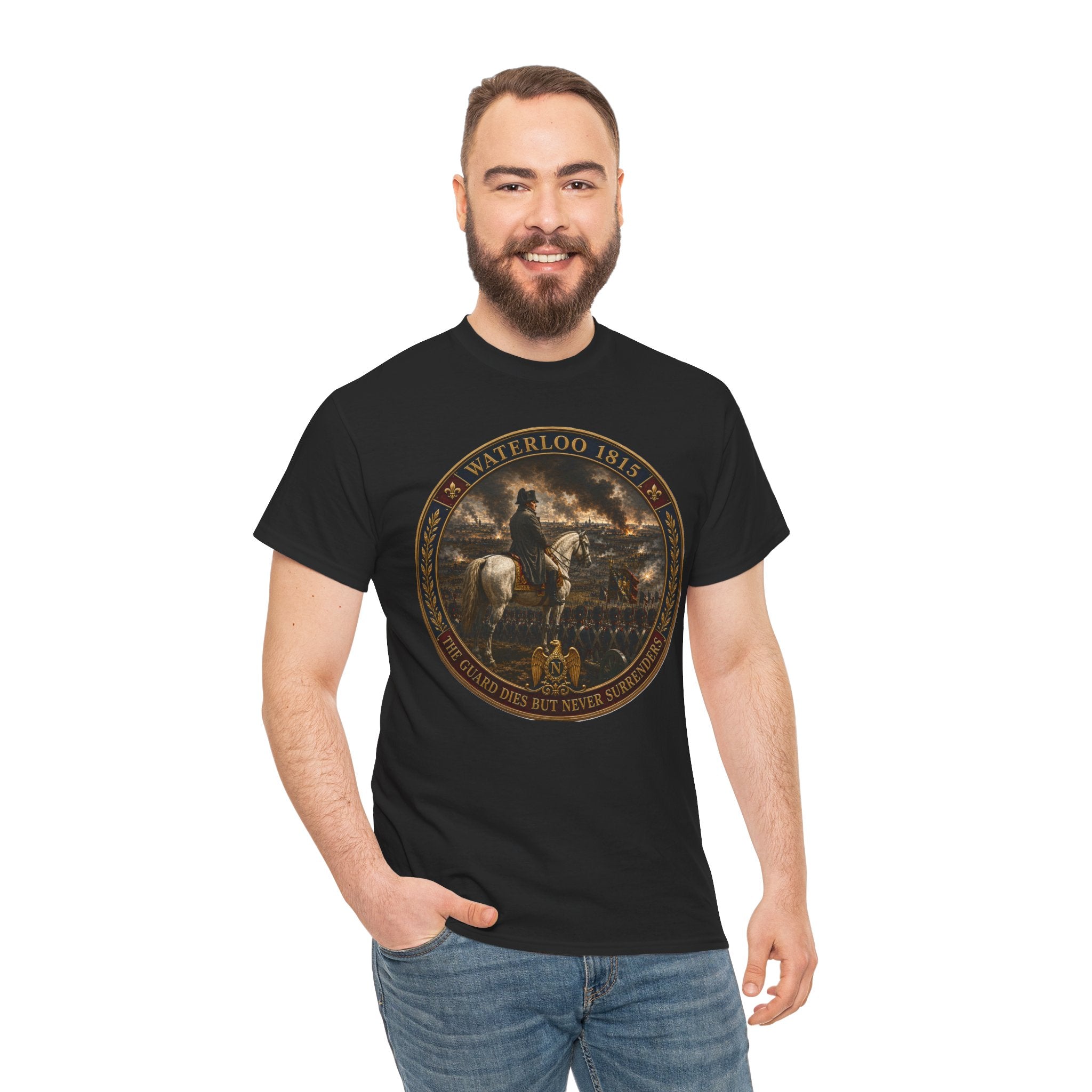 Waterloo 1815 The Guard Dies But Never Surrenders T-Shirt | Napoleon Military History Tee | Napoleonic Wars Graphic T-Shirt
