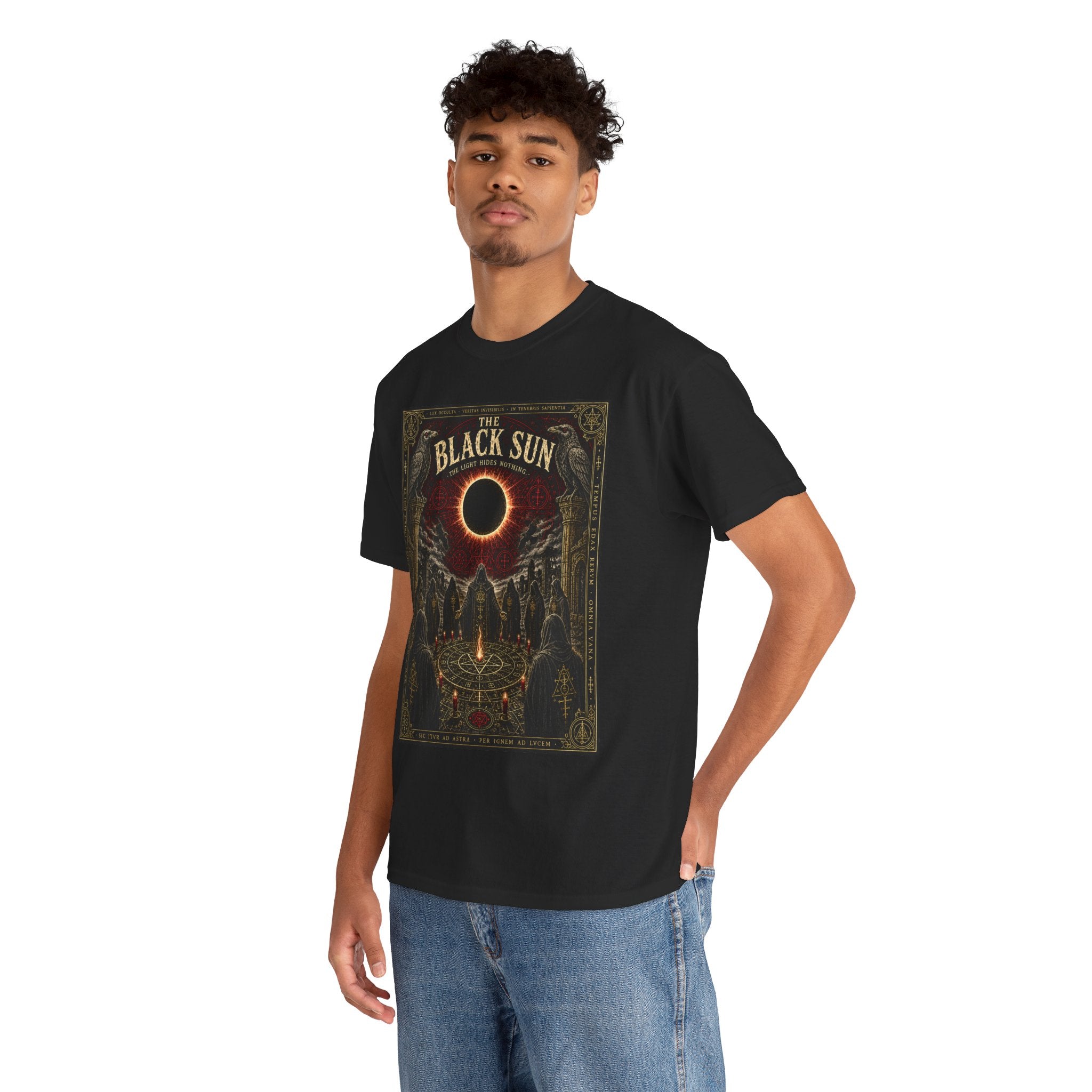 The Black Sun – Occult Eclipse Ritual Ravens Esoteric Graphic T-Shirt