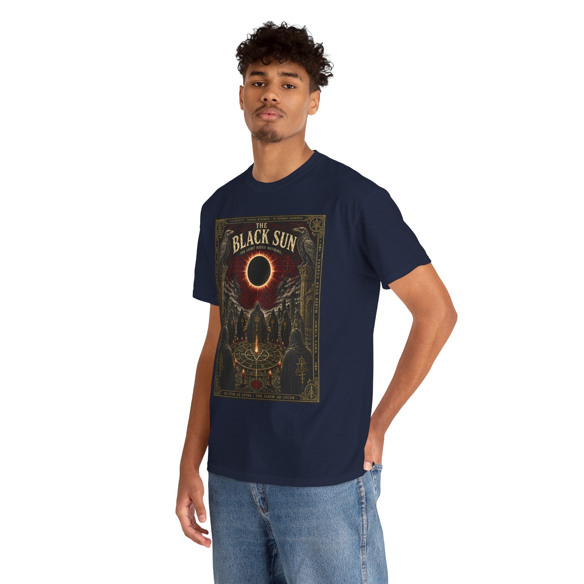 The Black Sun – Occult Eclipse Ritual Ravens Esoteric Graphic T-Shirt