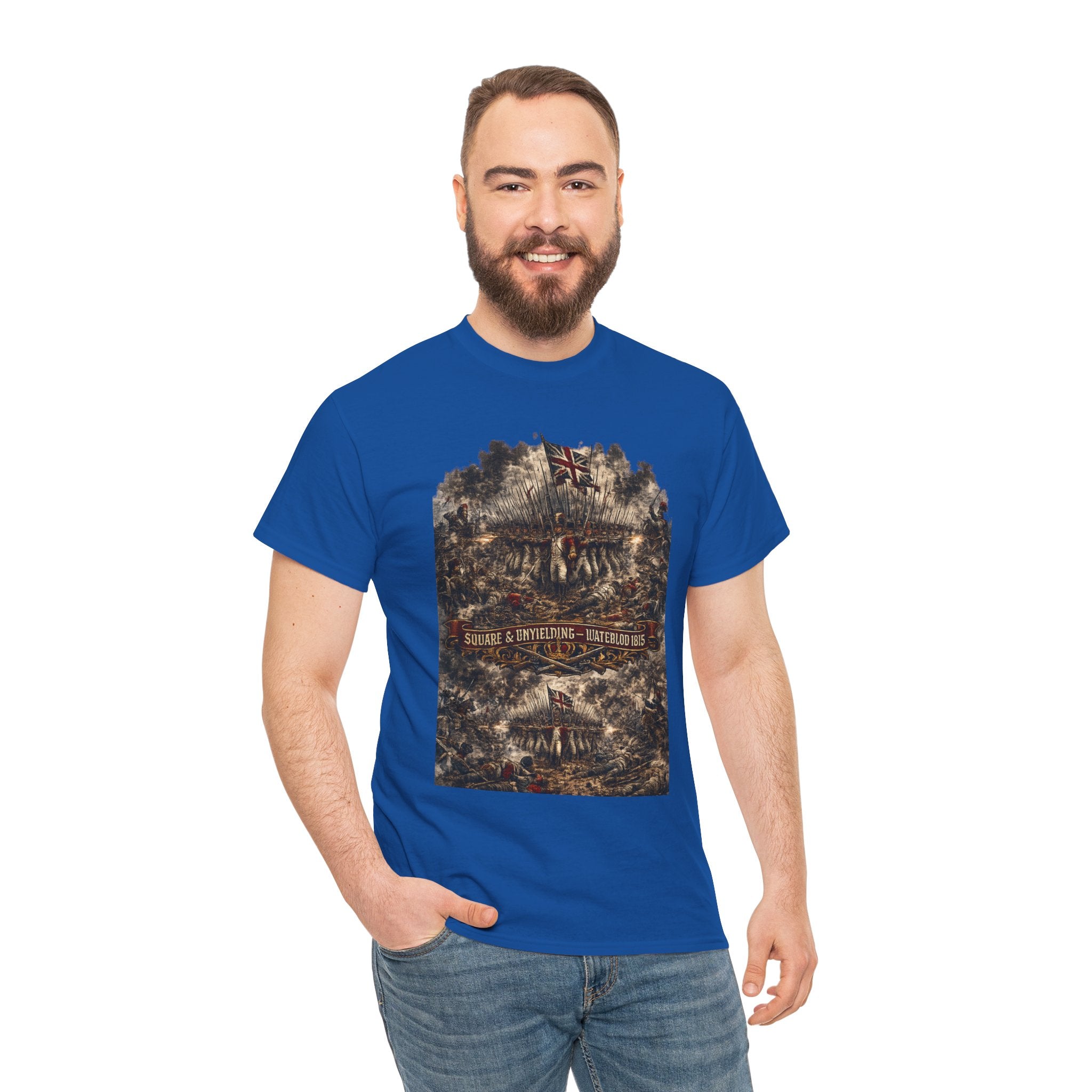 Square & Unyielding — Waterloo 1815 T-Shirt | British Infantry Square Battle Graphic Tee | Napoleonic Wars Dark Art | Wellington's Army Heritage Gift