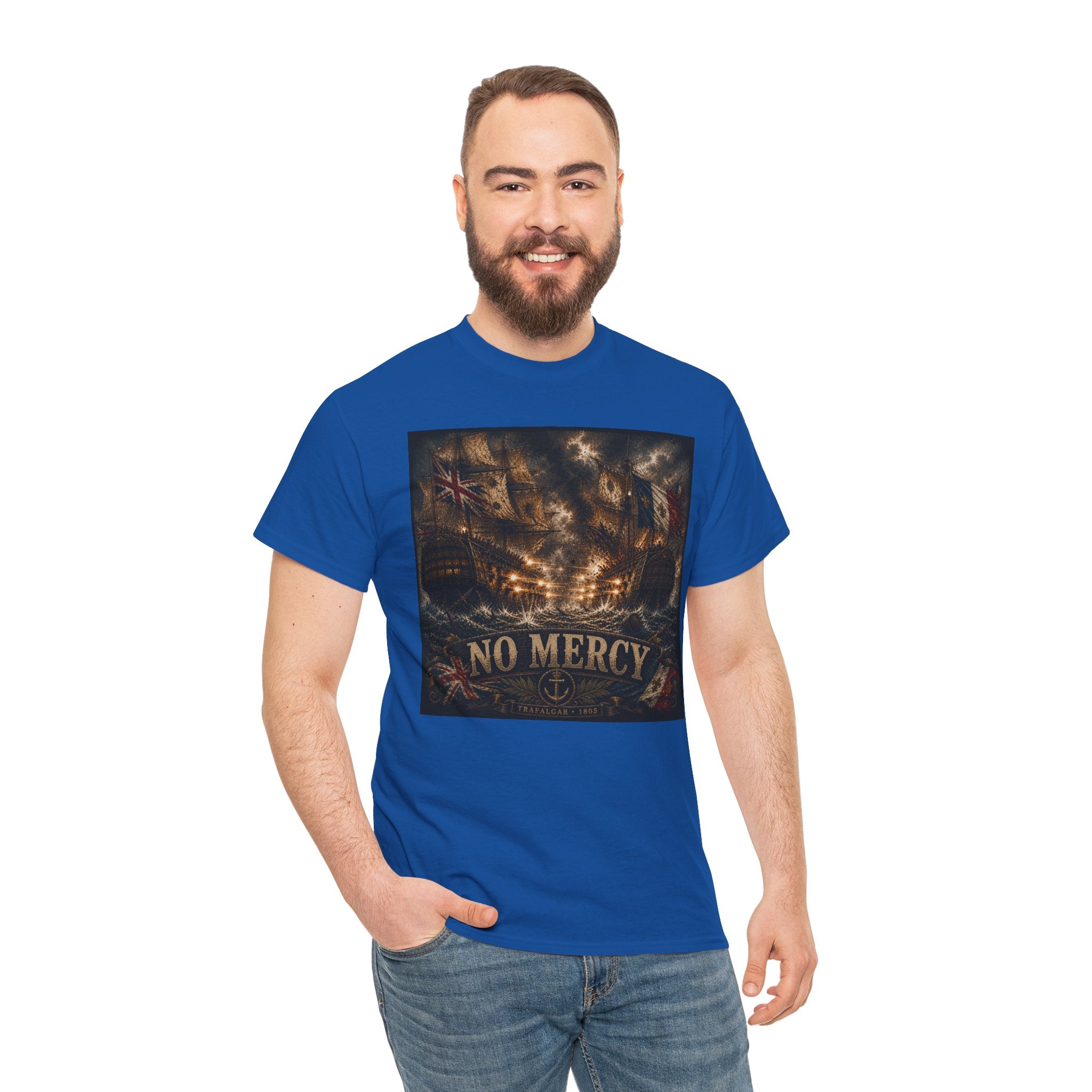 No Mercy T-Shirt – Trafalgar 1805 British vs French Warship Battle | Napoleonic Naval Graphic Tee