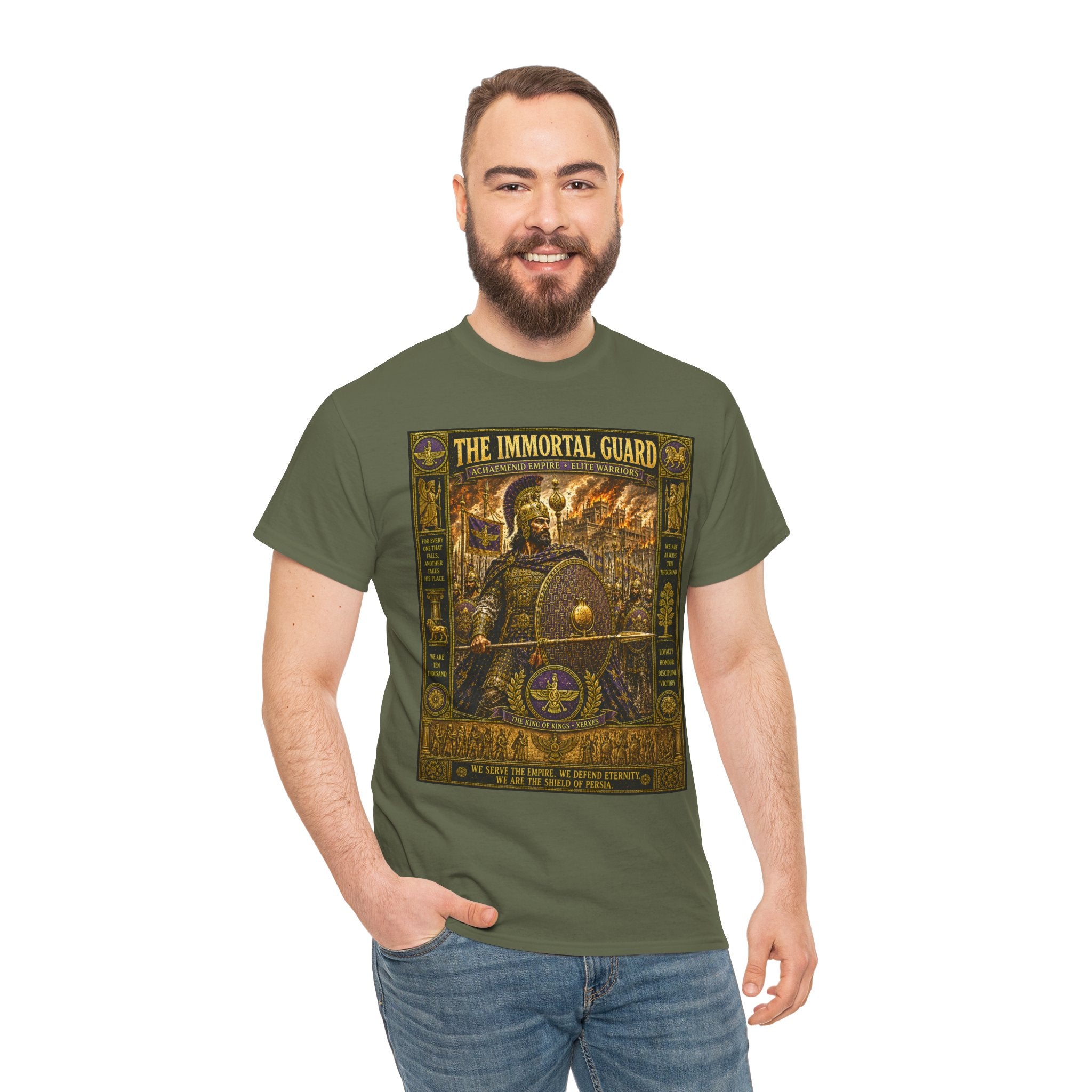 The Immortal Guard – Persian Achaemenid Empire Elite Warrior Ancient Battle Graphic T-ShirtThe elite fighting force of the Achaemenid Persian Empire