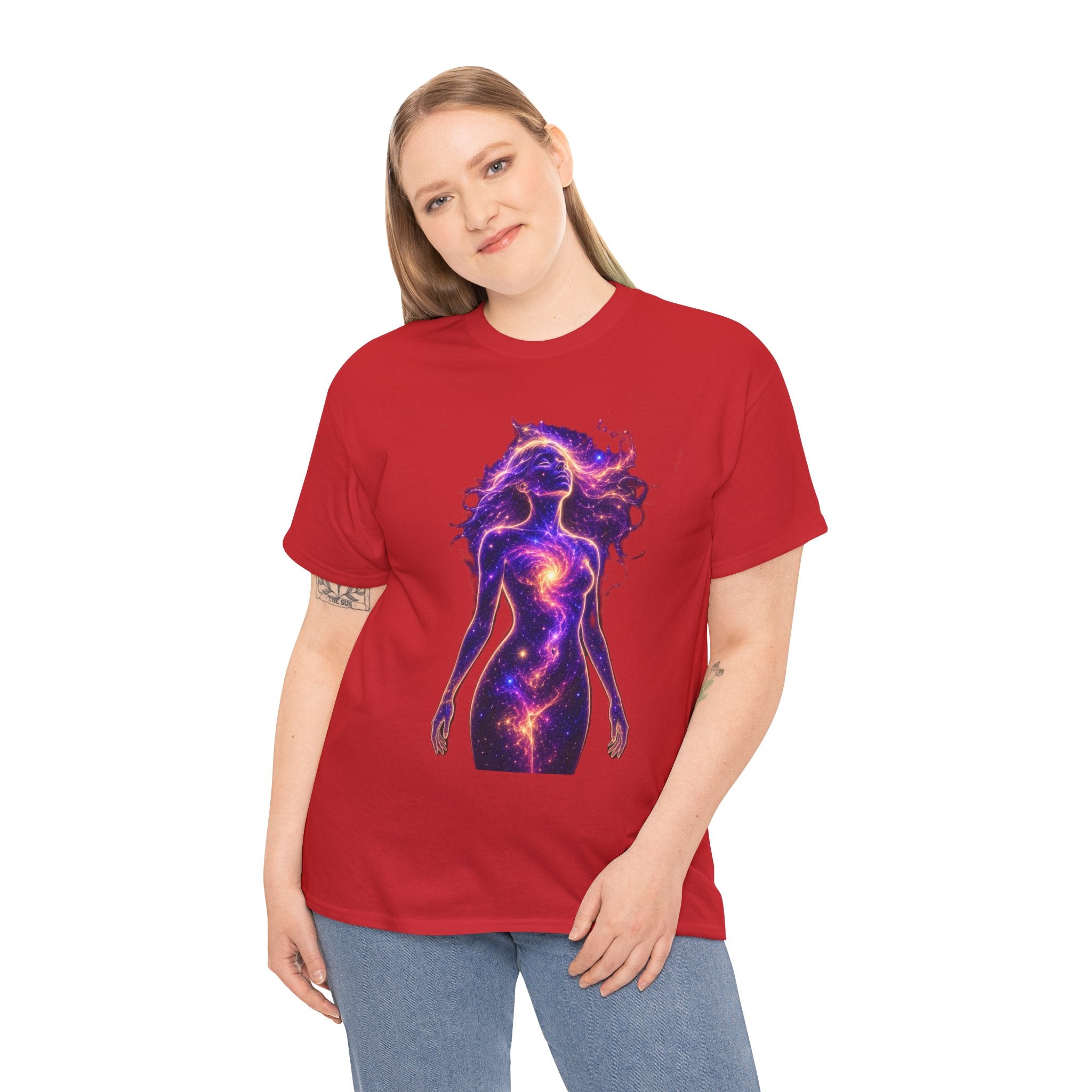 Cosmic Goddess Galaxy T-Shirt – Celestial Female Spirit, Universe Body, Nebula Art, Mystical Space Graphic Tee