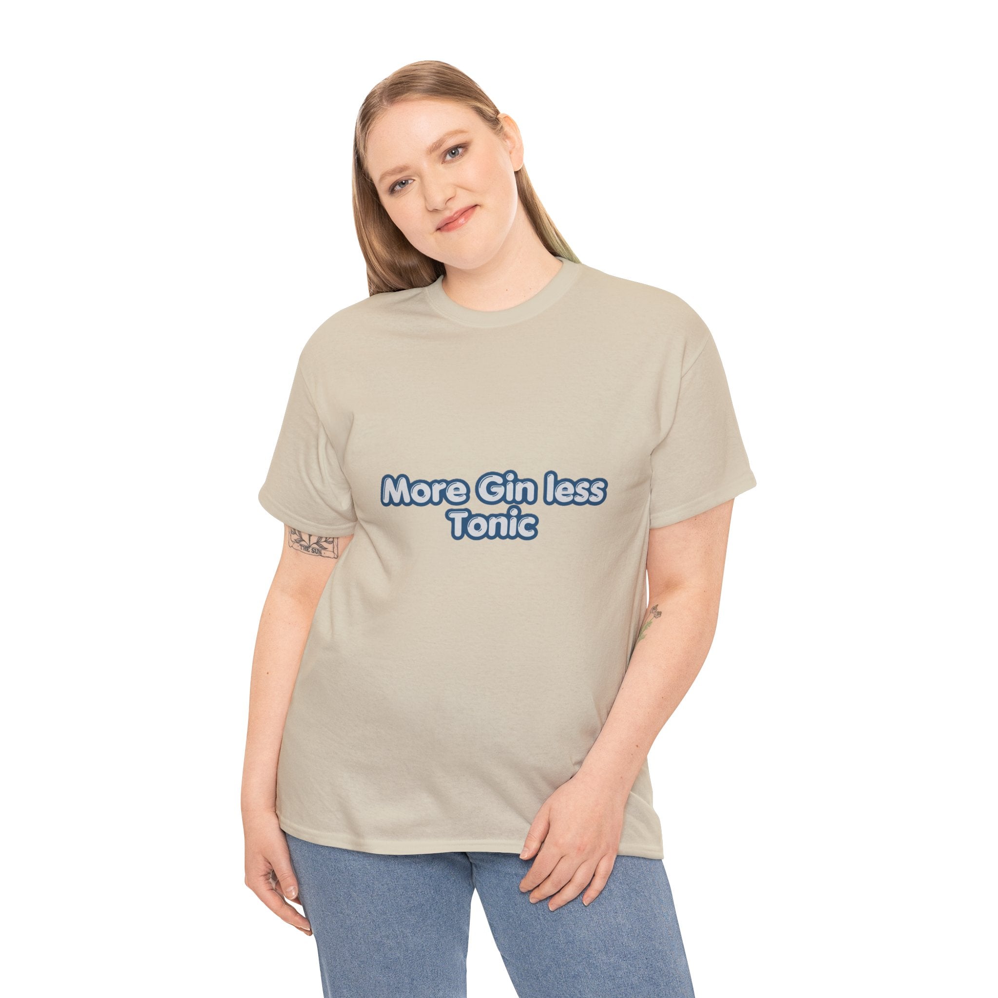 More Gin Less Tonic T-Shirt | Funny Gin Lover Tee | Humorous Drinking Graphic T-Shirt | Gift for Gin Fans