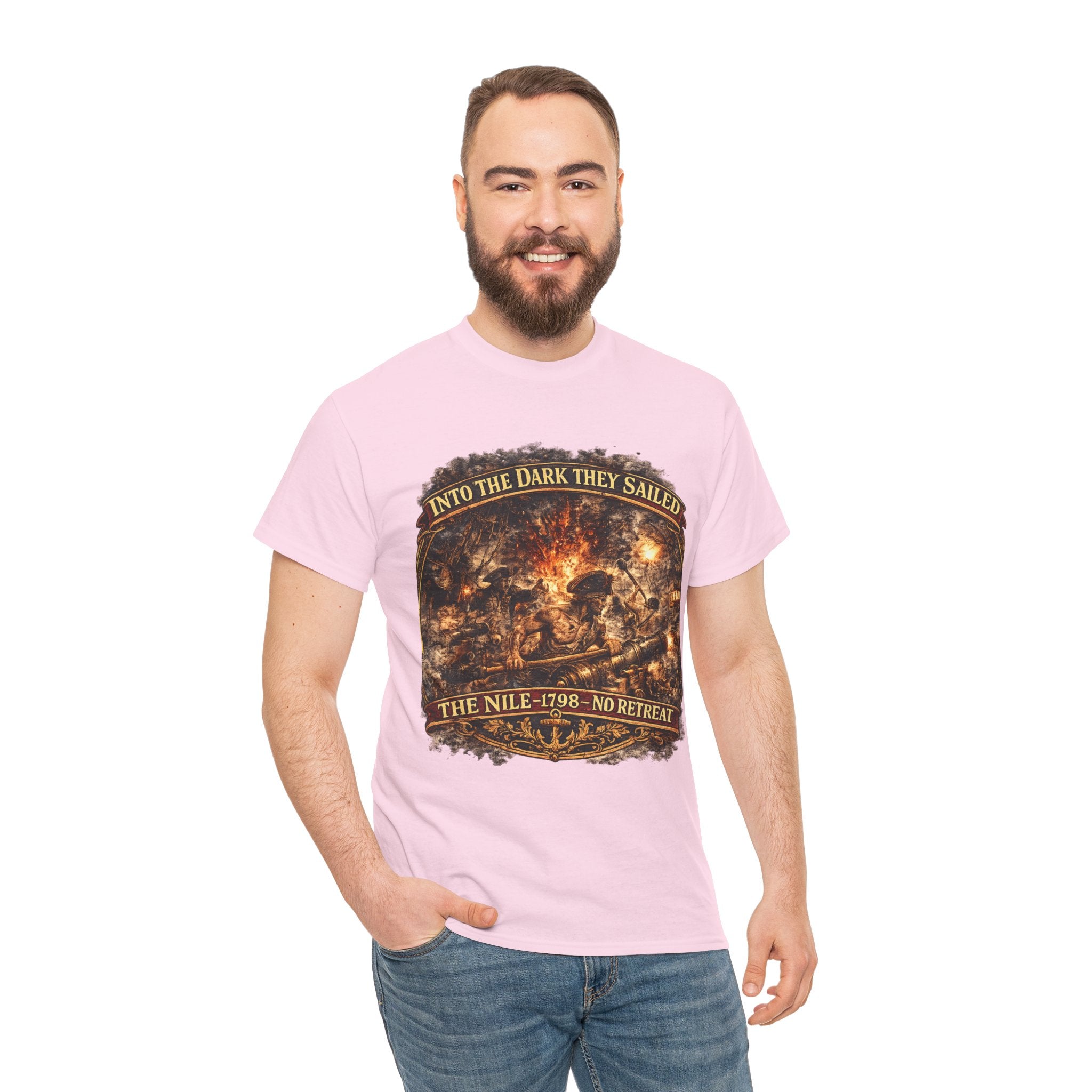 Into the Dark They Sailed T-Shirt – The Nile 1798 No Retreat | Royal Navy Gunner Graphic Tee