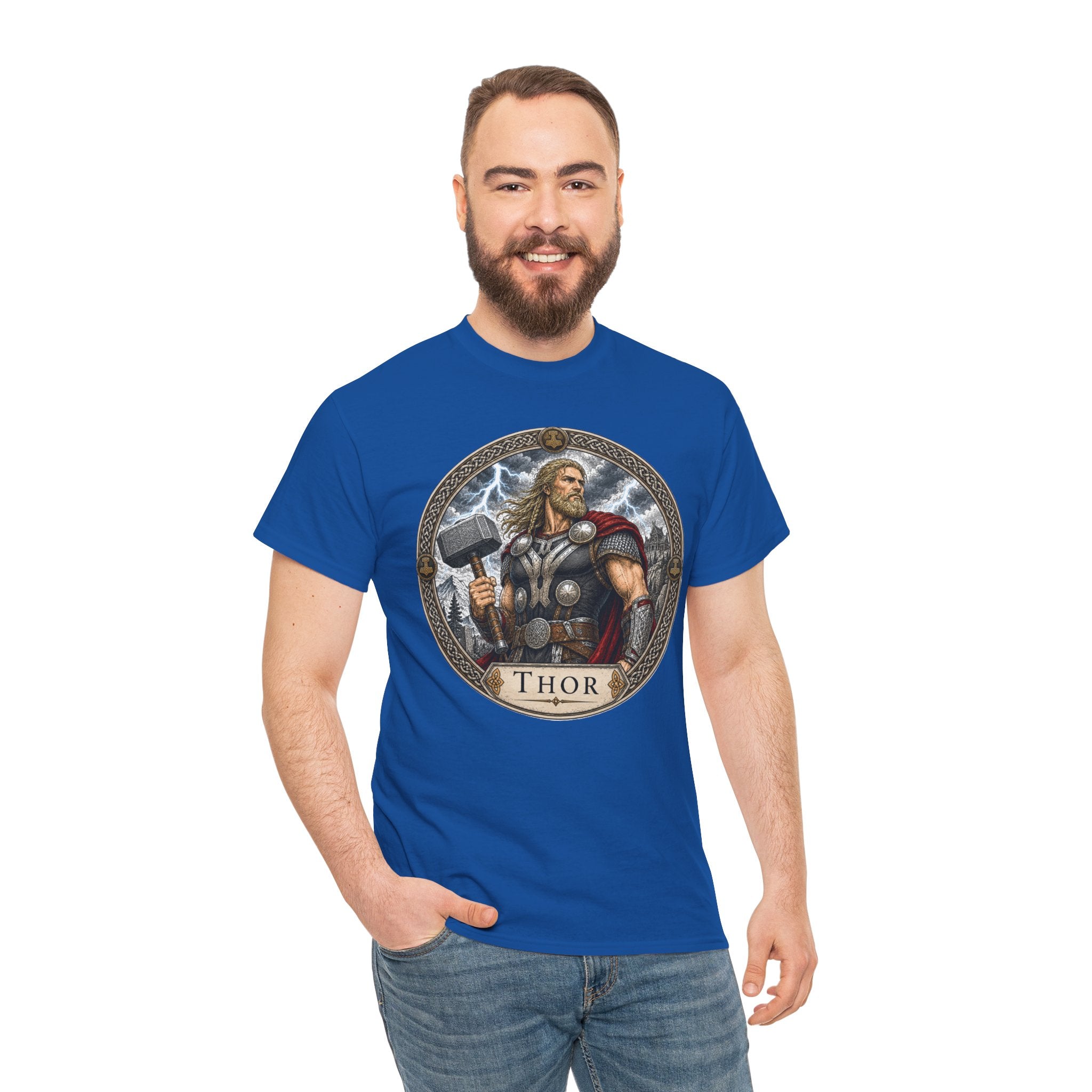 Thor Norse Mythology T-Shirt — Viking God of Thunder Mjolnir Lightning Hammer