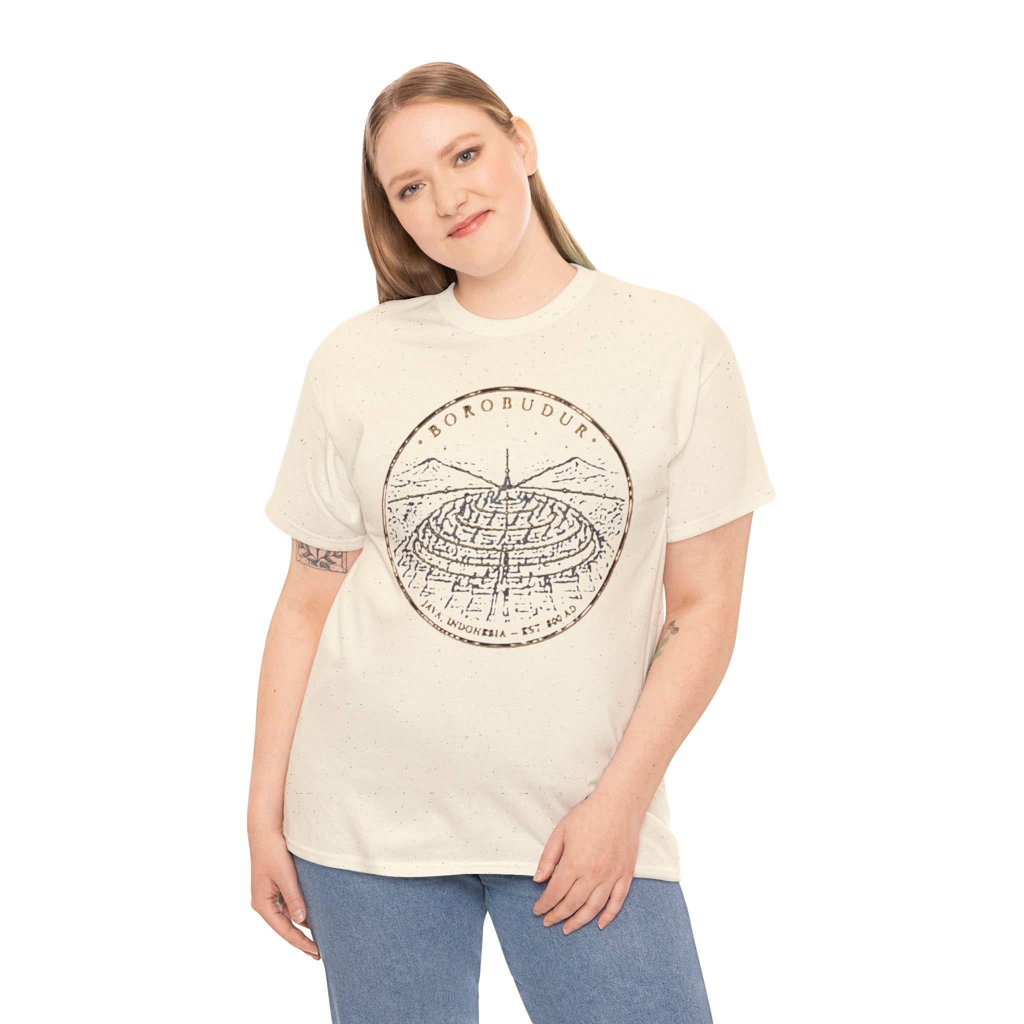 Borobudur T-Shirt | World's Largest Buddhist Temple Java Aerial Design | Indonesian Heritage Graphic Tee | Sacred Sites T-Shirt