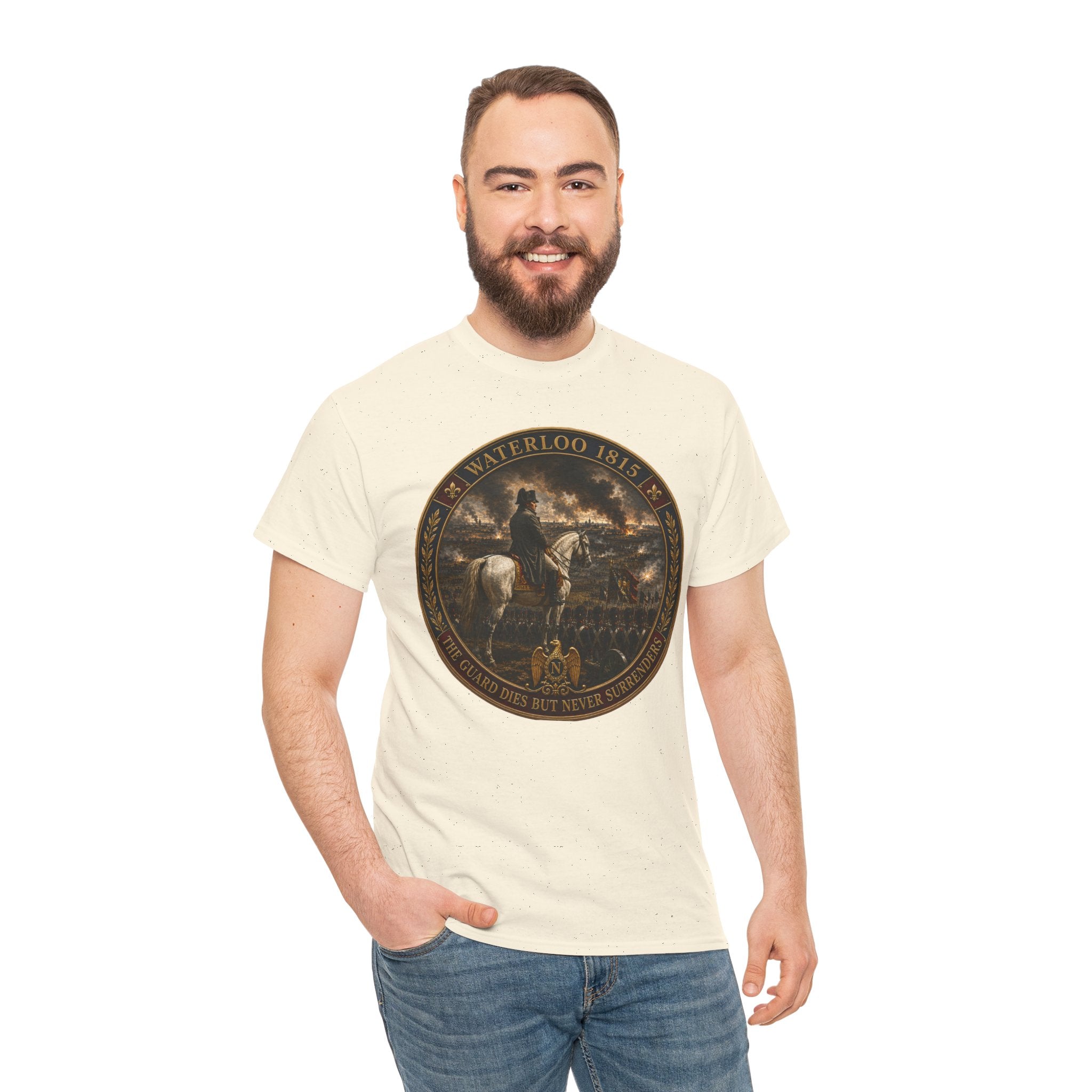 Waterloo 1815 The Guard Dies But Never Surrenders T-Shirt | Napoleon Military History Tee | Napoleonic Wars Graphic T-Shirt