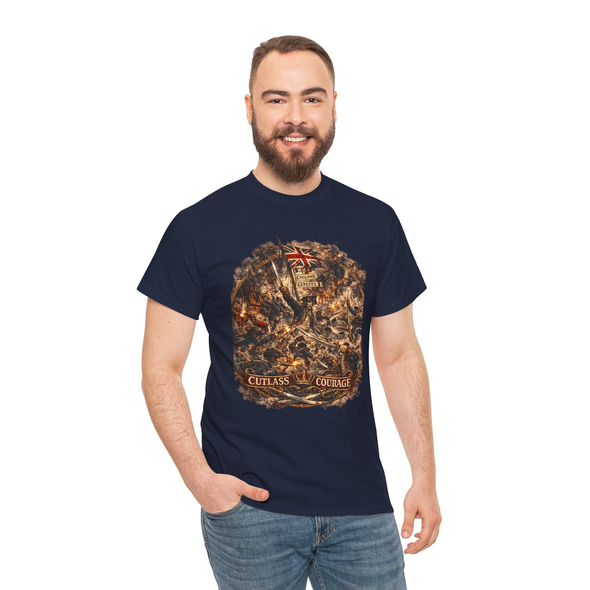 Cutlass Courage T-Shirt – British Naval Infantry England Expects | Napoleonic War Graphic Tee
