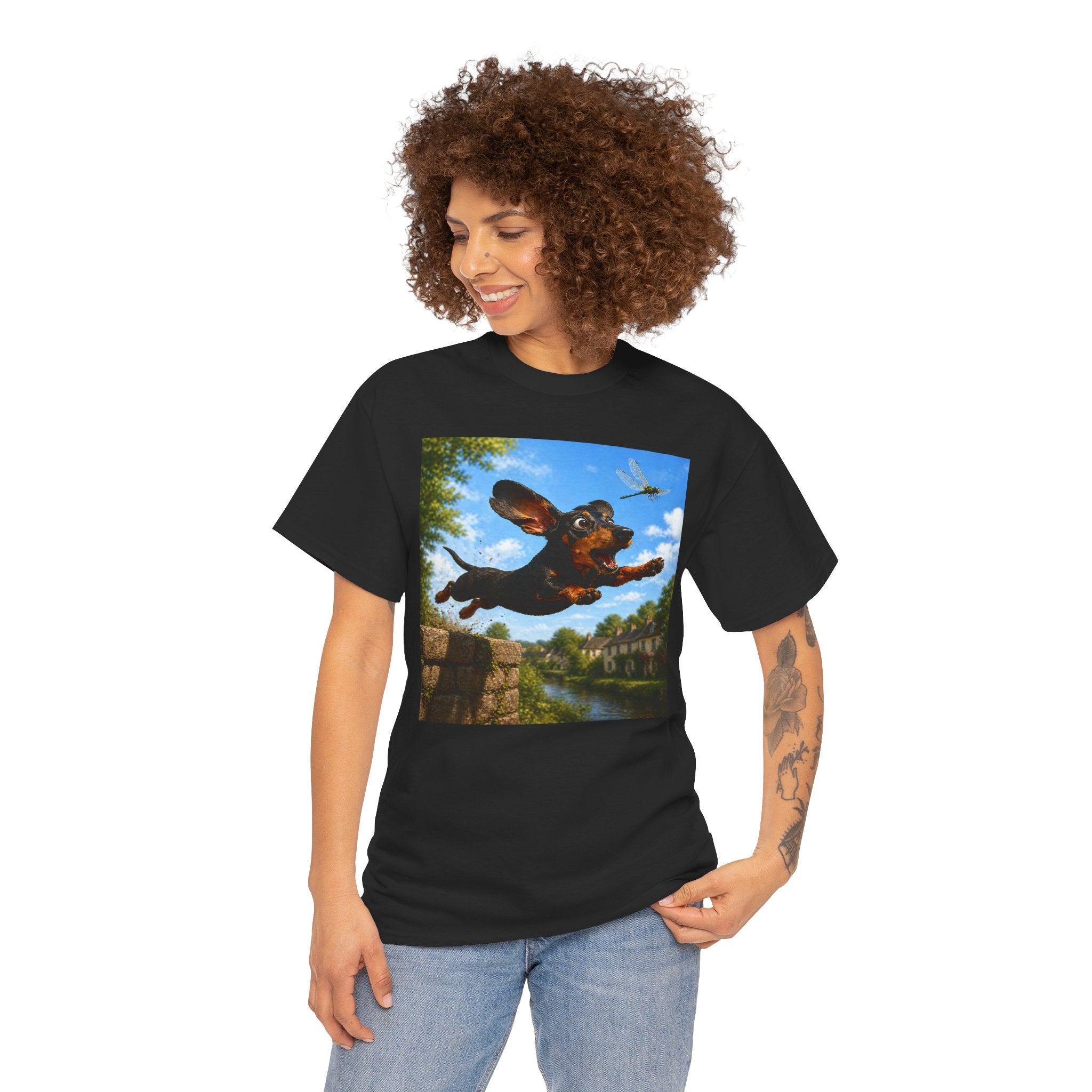 Dachshund Leap T-Shirt — Vintage Dog Art Tee