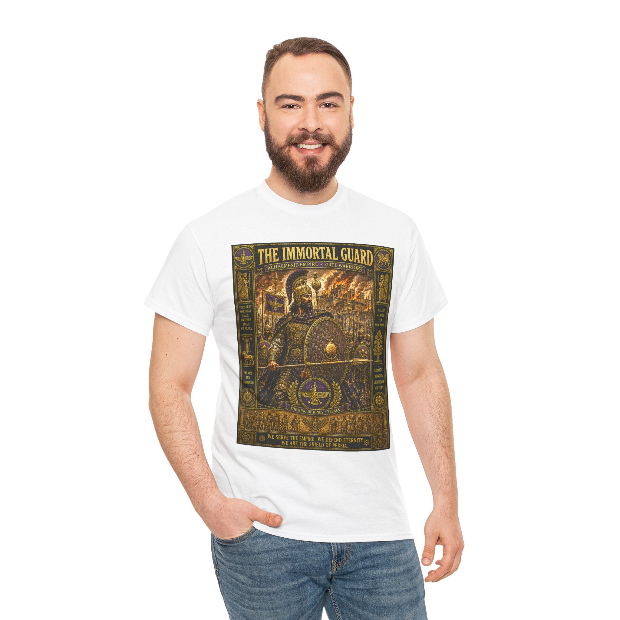 The Immortal Guard – Persian Achaemenid Empire Elite Warrior Ancient Battle Graphic T-ShirtThe elite fighting force of the Achaemenid Persian Empire