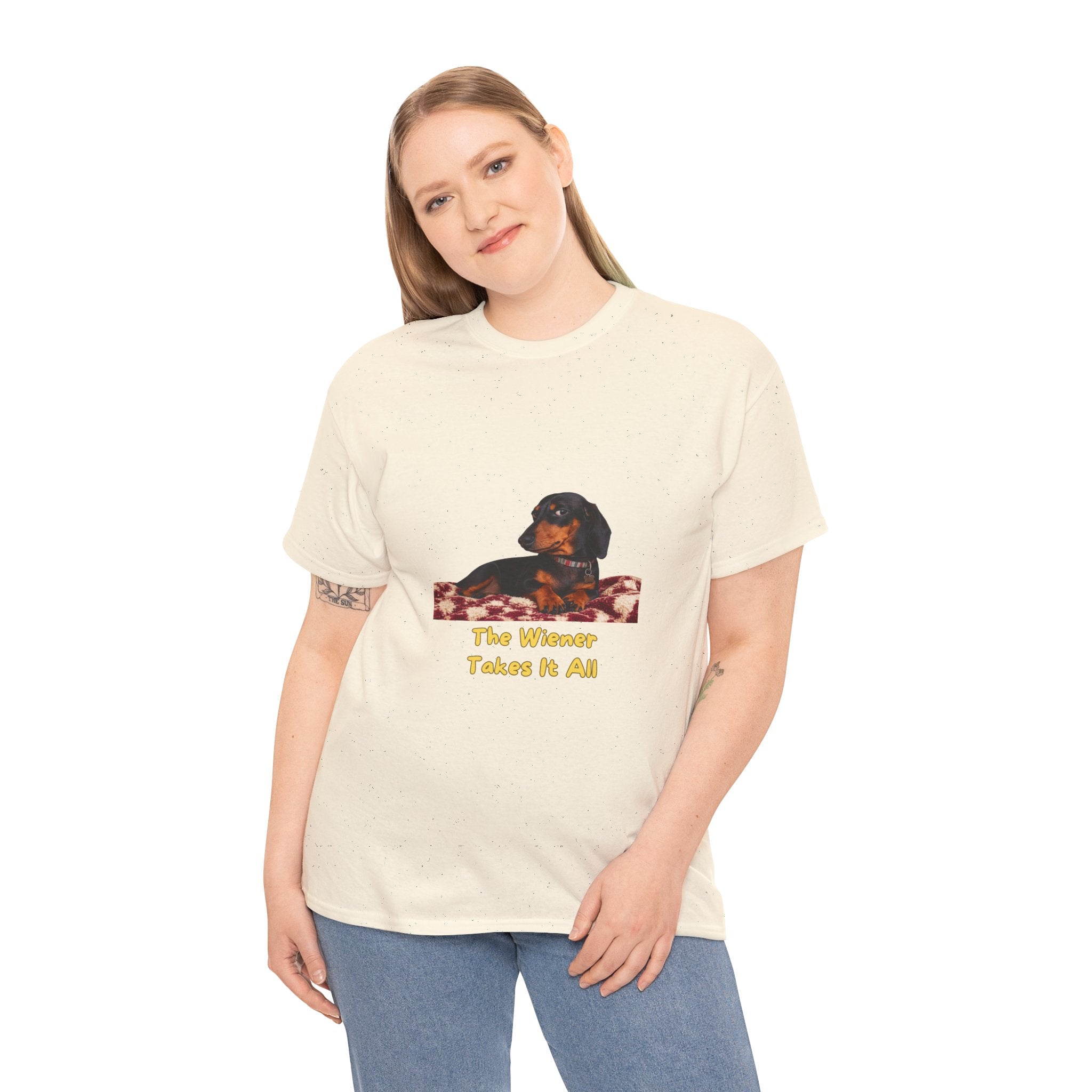 The Wiener Takes All T-Shirt – Funny Dachshund Wiener Dog Pun | Sausage Dog Side Eye Graphic Tee