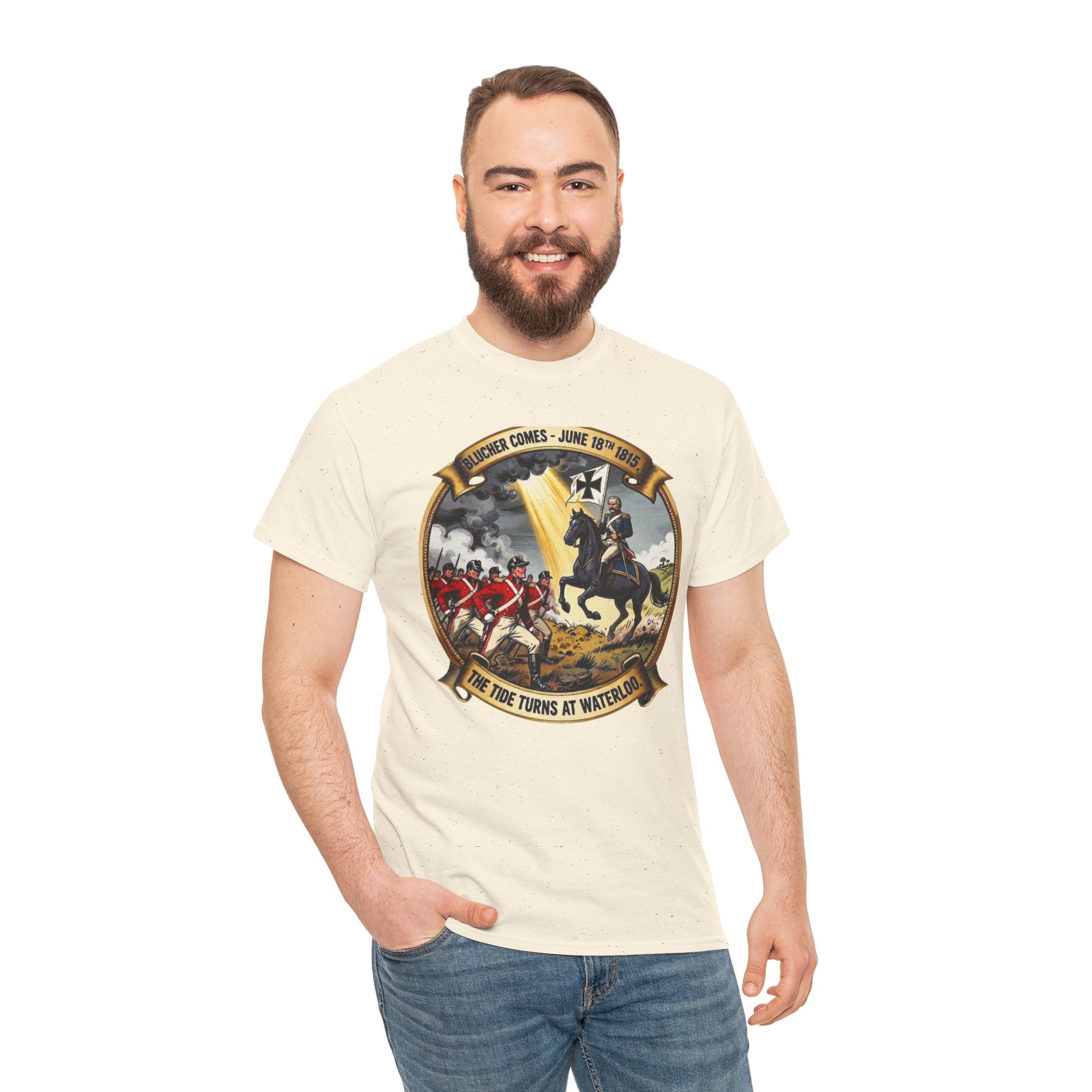 Blücher Comes — Waterloo 1815 T-Shirt | The Tide Turns at Waterloo | Prussian Army Badge Graphic Tee | Anglo-Prussian Alliance Gift | Napoleonic Wars Heritage
