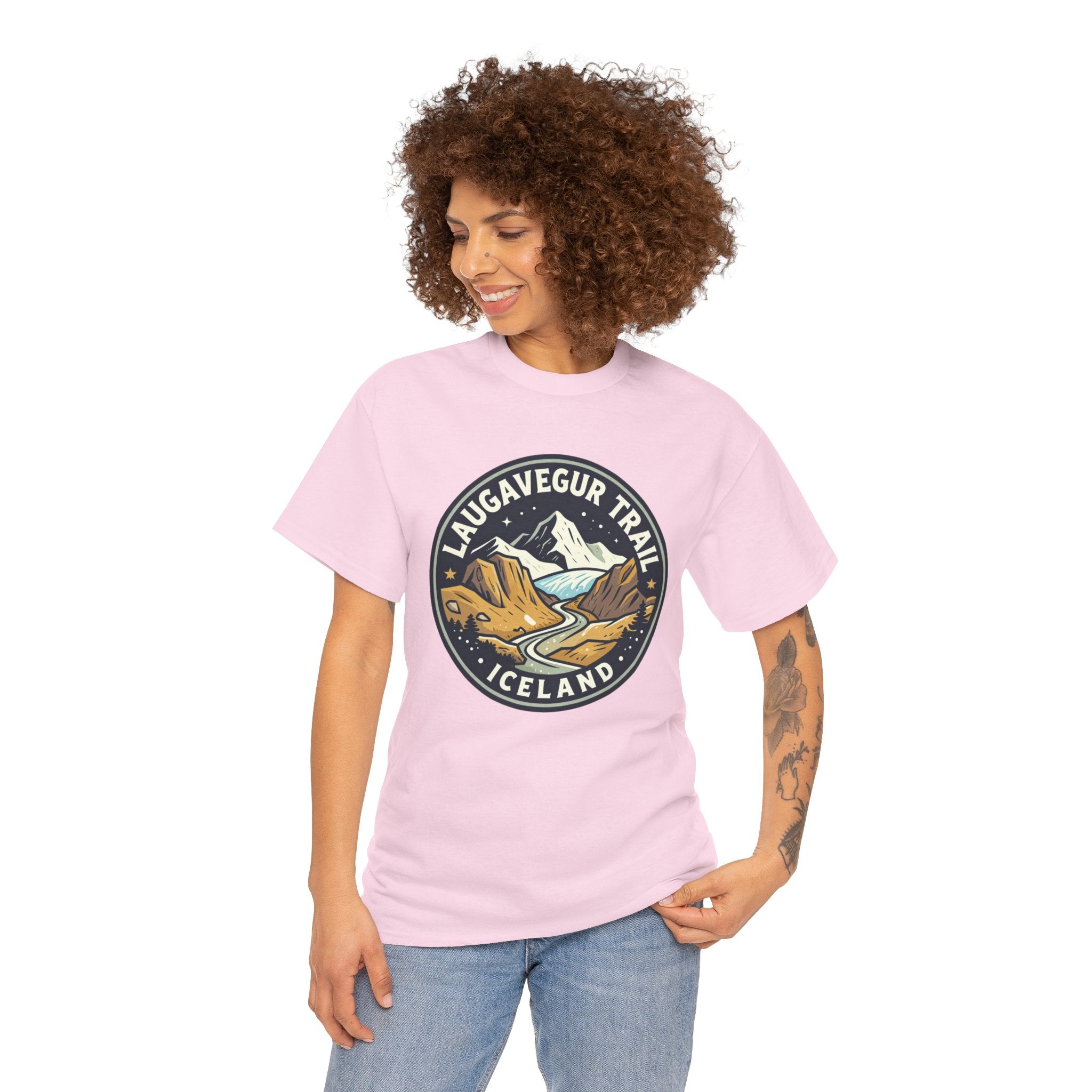Laugavegur Trail Iceland T-Shirt — Vintage Hiking Badge Tee