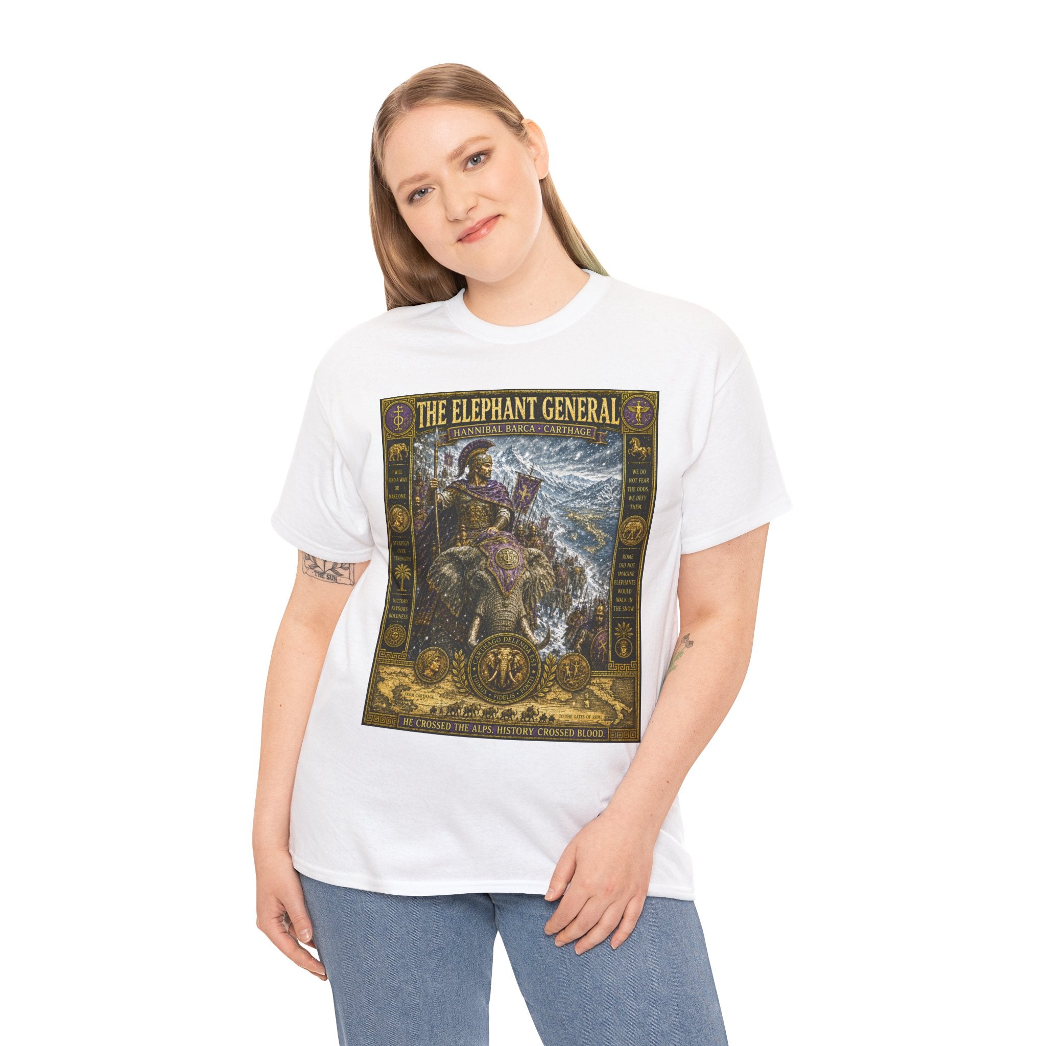 The Elephant General – Hannibal Barca Carthage Alps Crossing Ancient War Graphic T-Shirt - Rome was never the same after Cannae. Neither was warfare.
