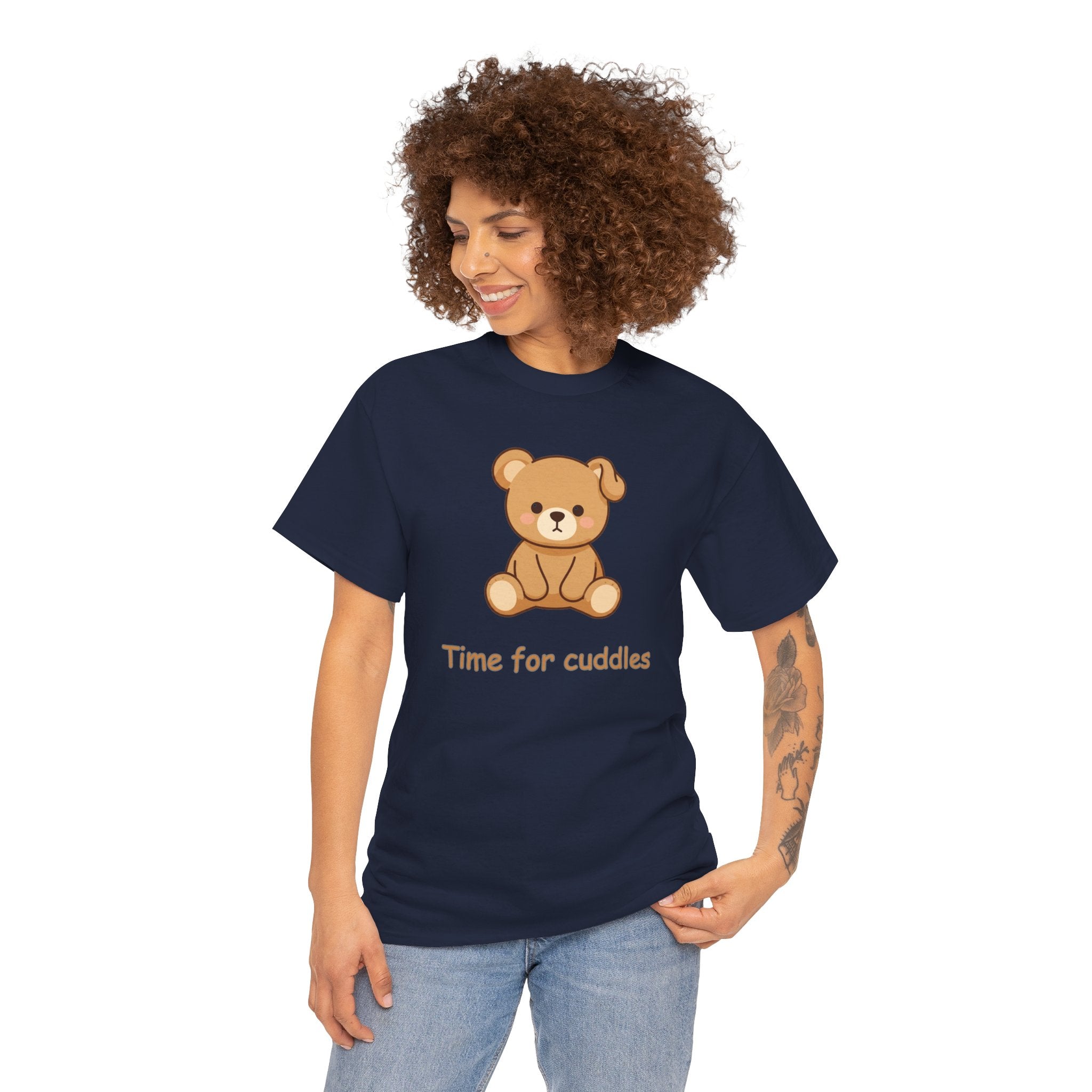 Cute Teddy Bear - BUSHY - "Time for Cuddles" T-Shirt The Bear With One Wonky Ear & Zero Regrets