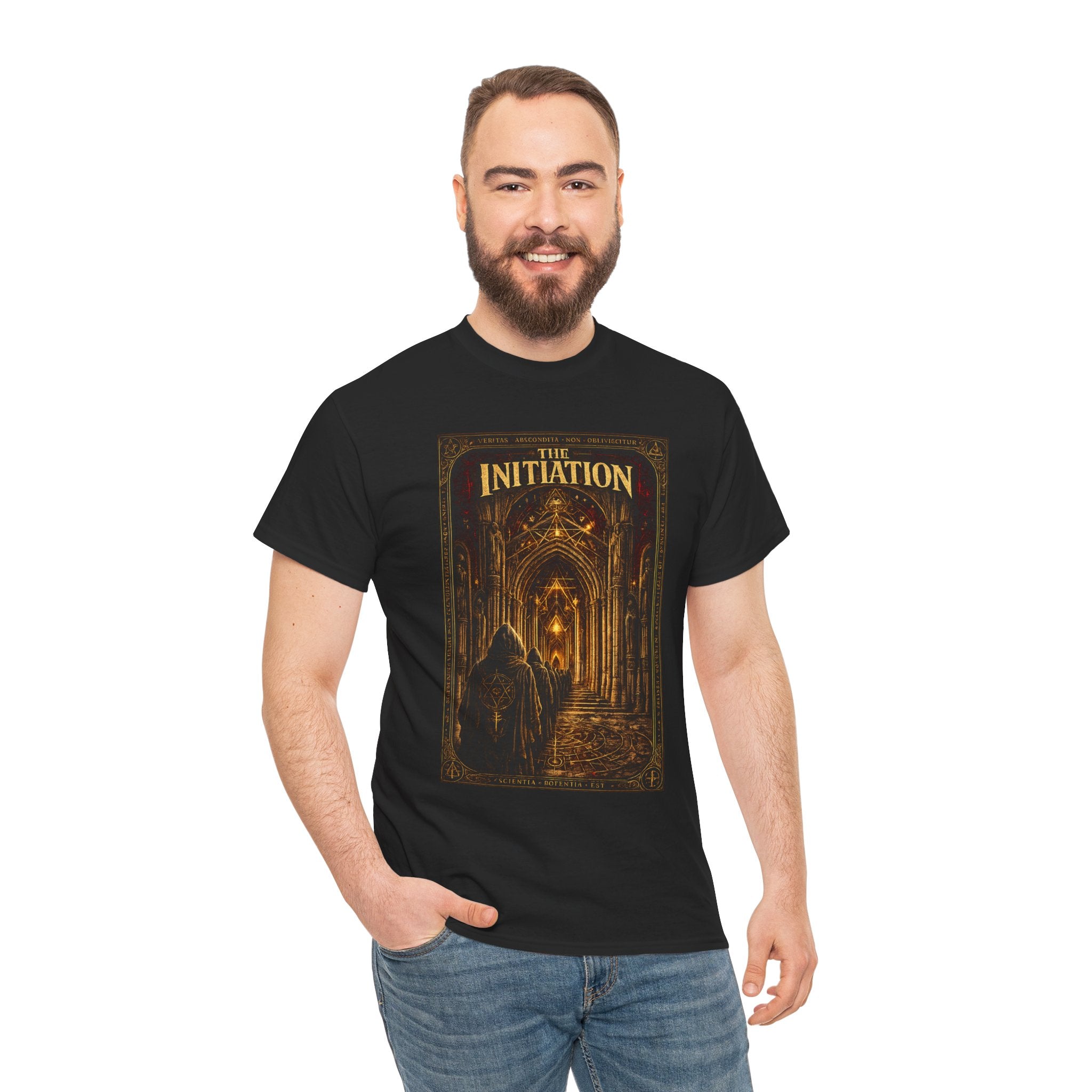 The Initiation – Secret Society Gothic Cathedral Occult Ritual Graphic T-Shirt