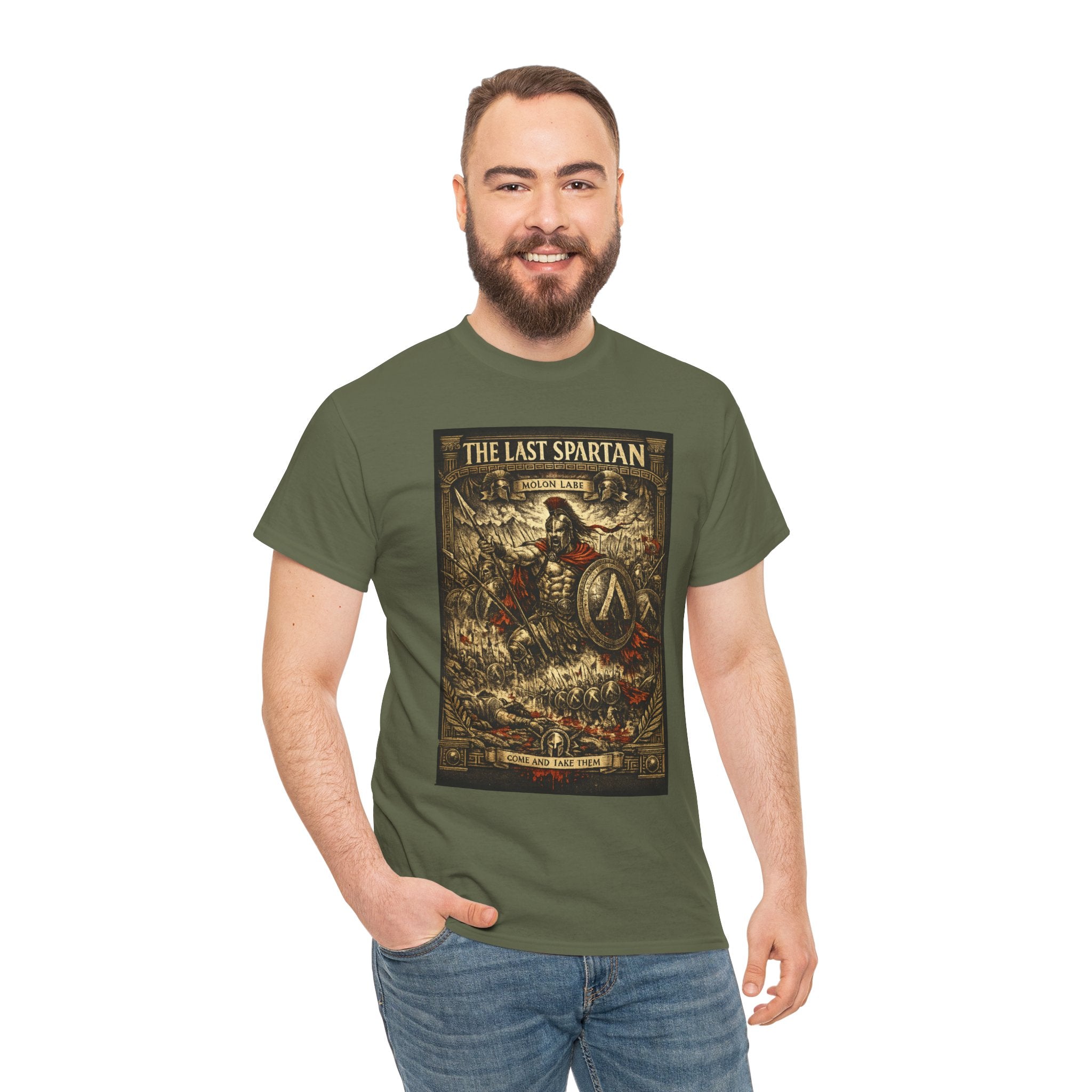 The Last Spartan – Leonidas Thermopylae Battle Warrior Vintage Engraving Graphic T-Shirt