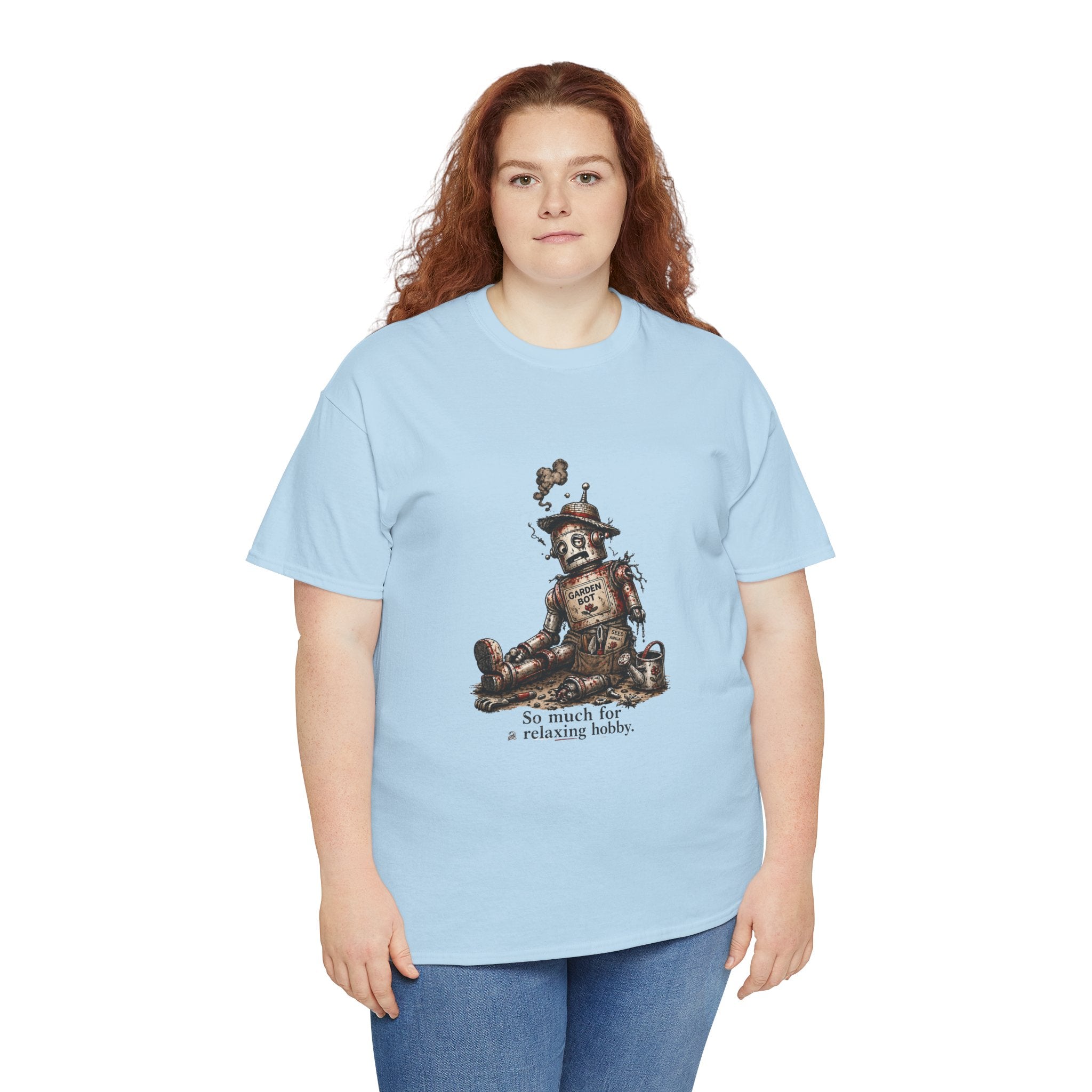 T‑Shirt — Vintage Robot 'So Much for a Relaxing Hobby' Graphic Tee