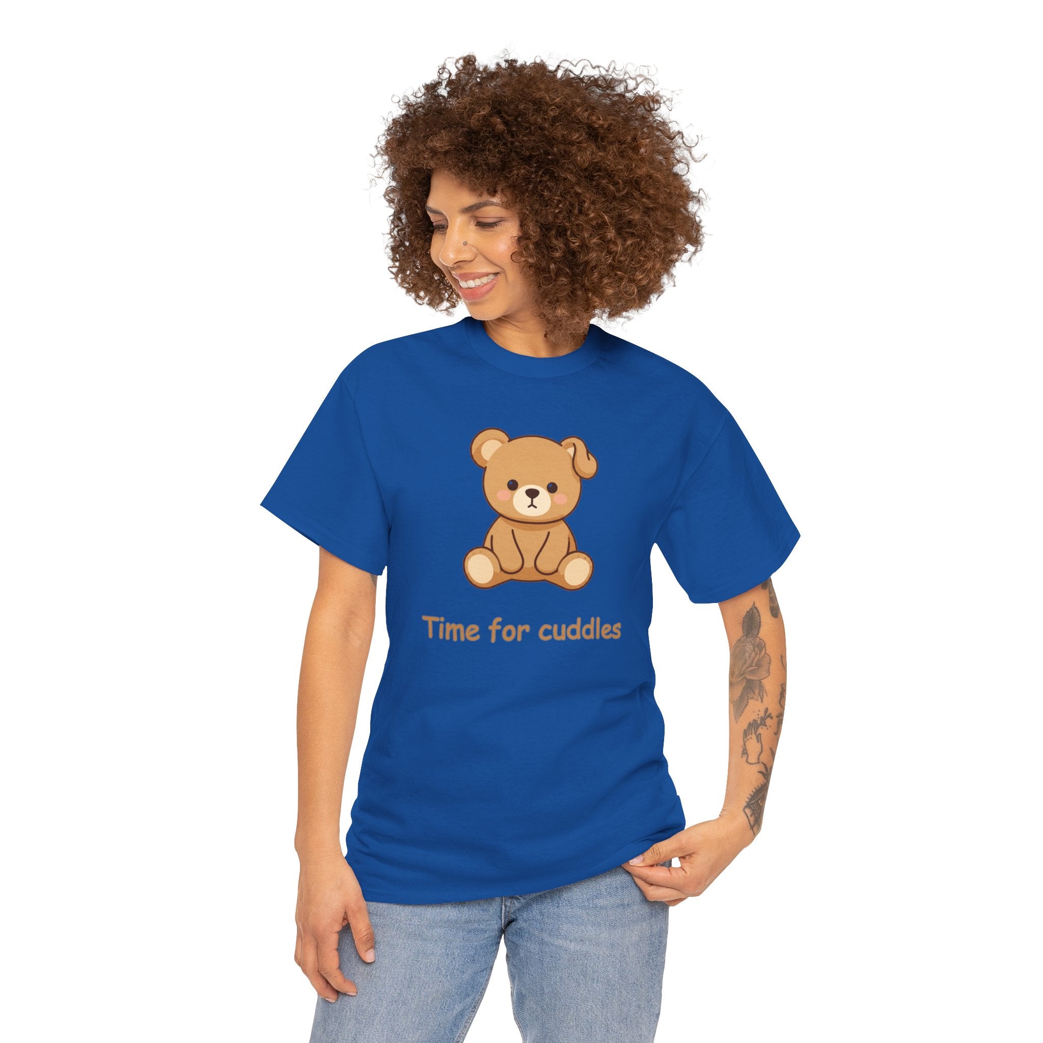Cute Teddy Bear - BUSHY - "Time for Cuddles" T-Shirt The Bear With One Wonky Ear & Zero Regrets
