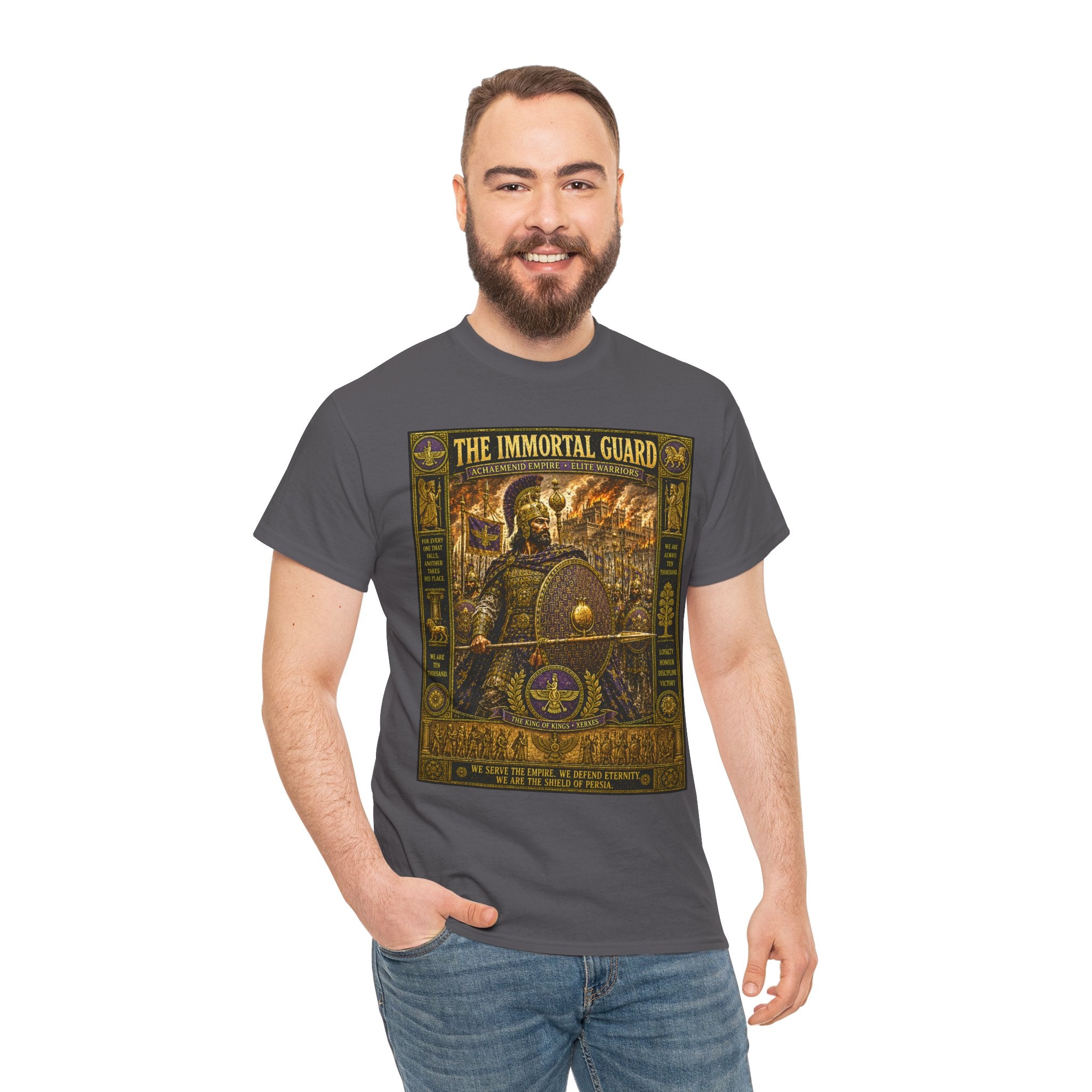 The Immortal Guard – Persian Achaemenid Empire Elite Warrior Ancient Battle Graphic T-ShirtThe elite fighting force of the Achaemenid Persian Empire