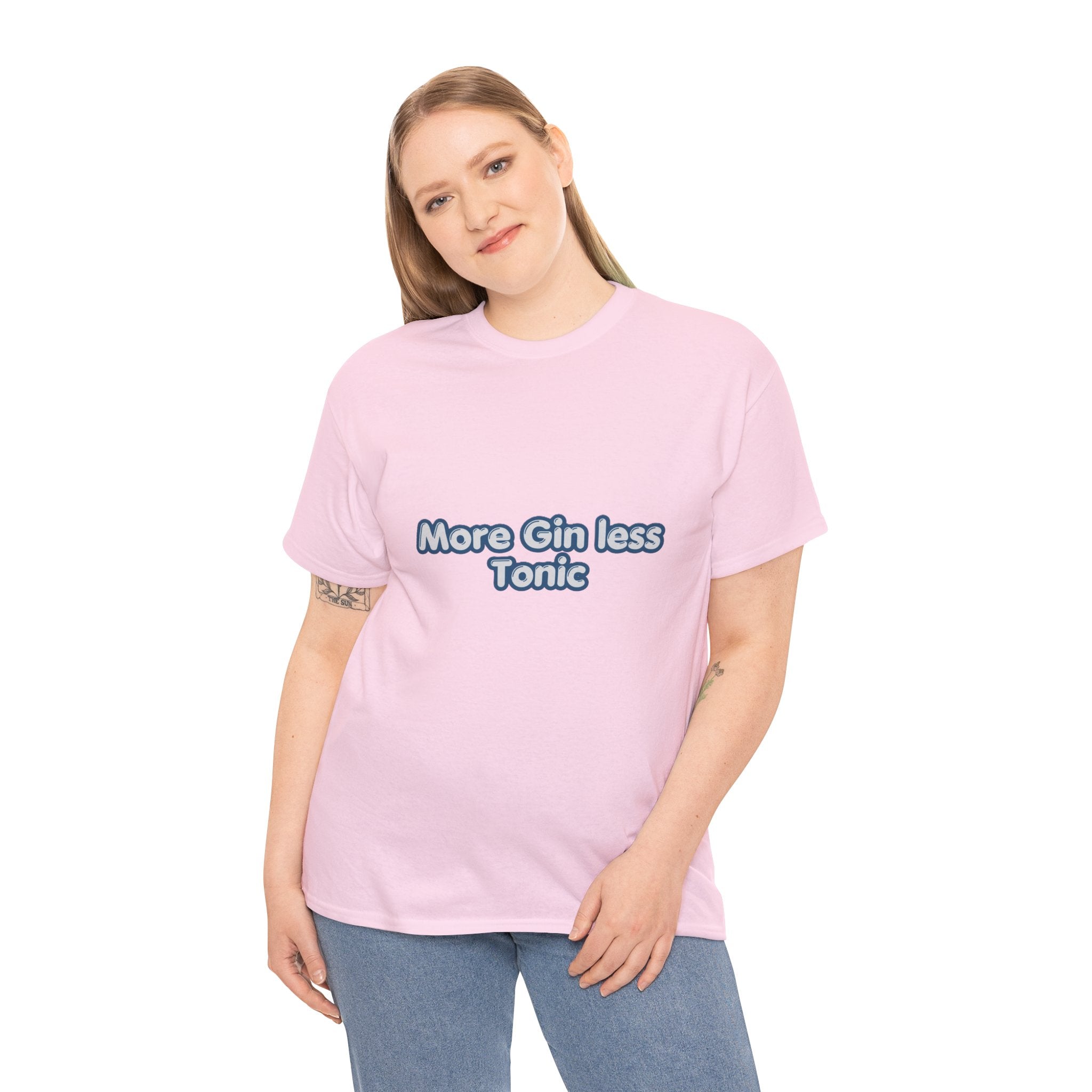 More Gin Less Tonic T-Shirt | Funny Gin Lover Tee | Humorous Drinking Graphic T-Shirt | Gift for Gin Fans