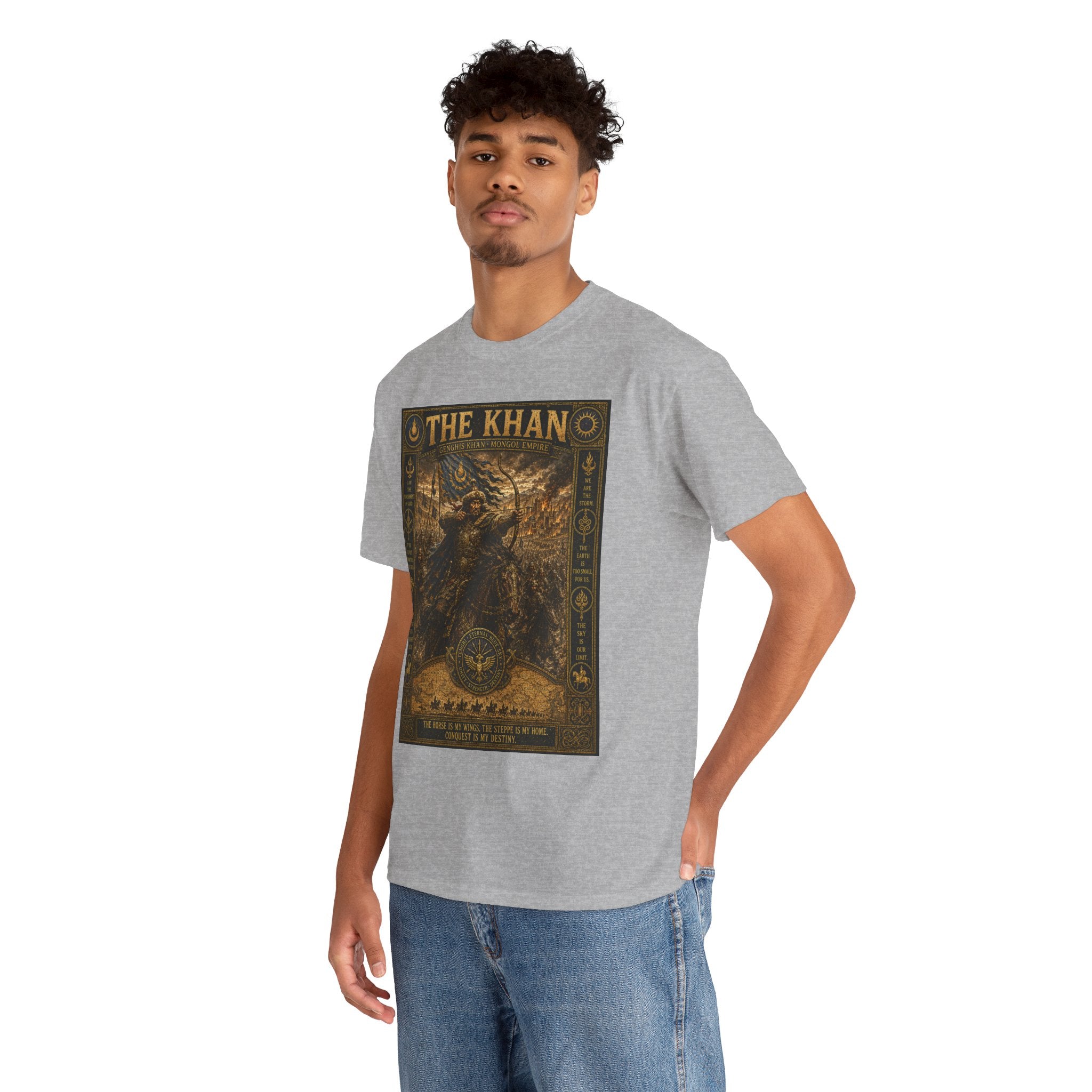 The Khan – Genghis Khan Mongol Empire Ancient Warrior Conquest Graphic T-Shirt - He started with nothing but will.