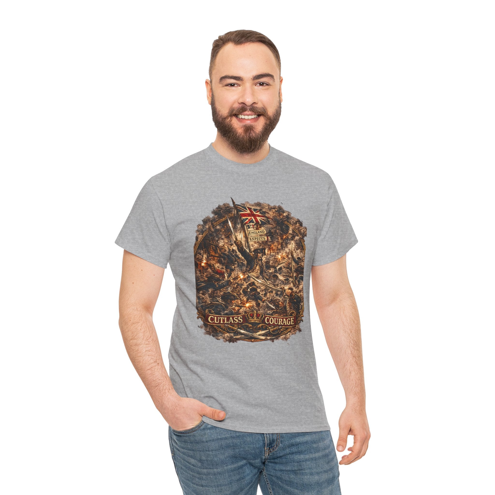 Cutlass Courage T-Shirt – British Naval Infantry England Expects | Napoleonic War Graphic Tee