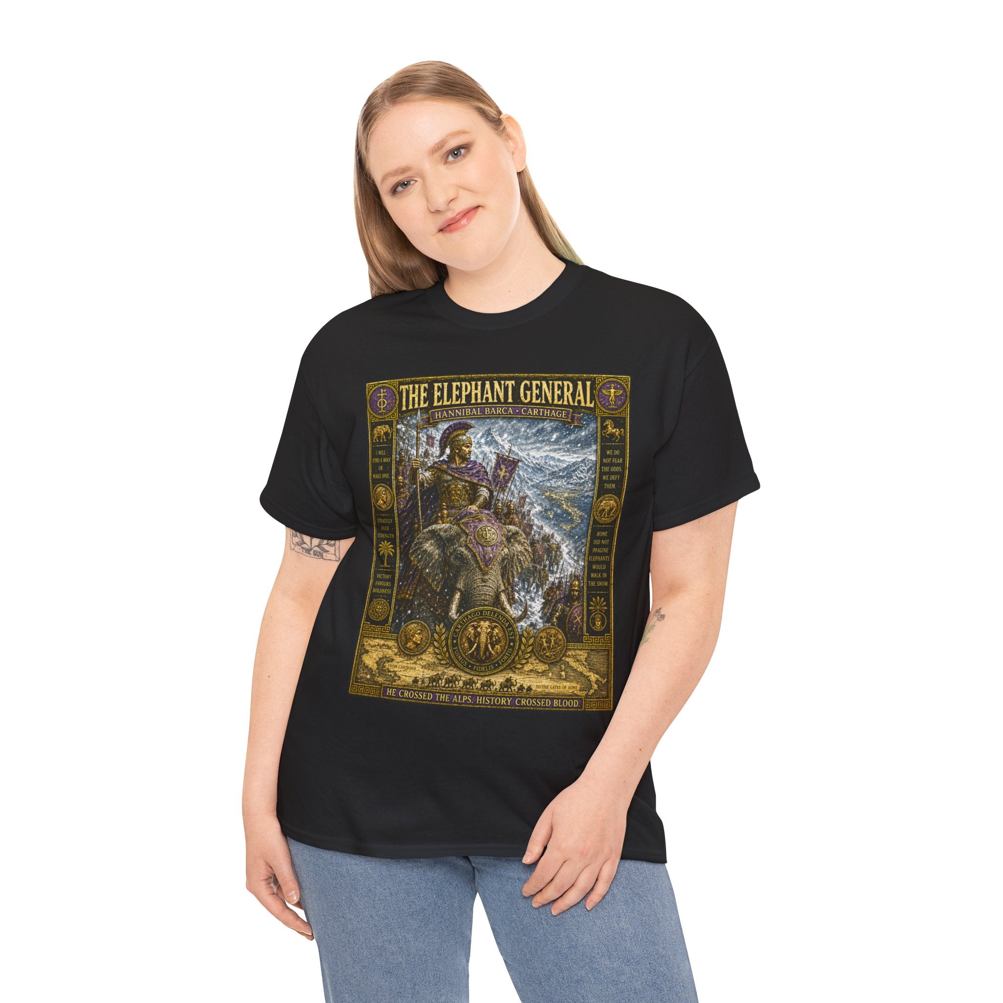 The Elephant General – Hannibal Barca Carthage Alps Crossing Ancient War Graphic T-Shirt - Rome was never the same after Cannae. Neither was warfare.