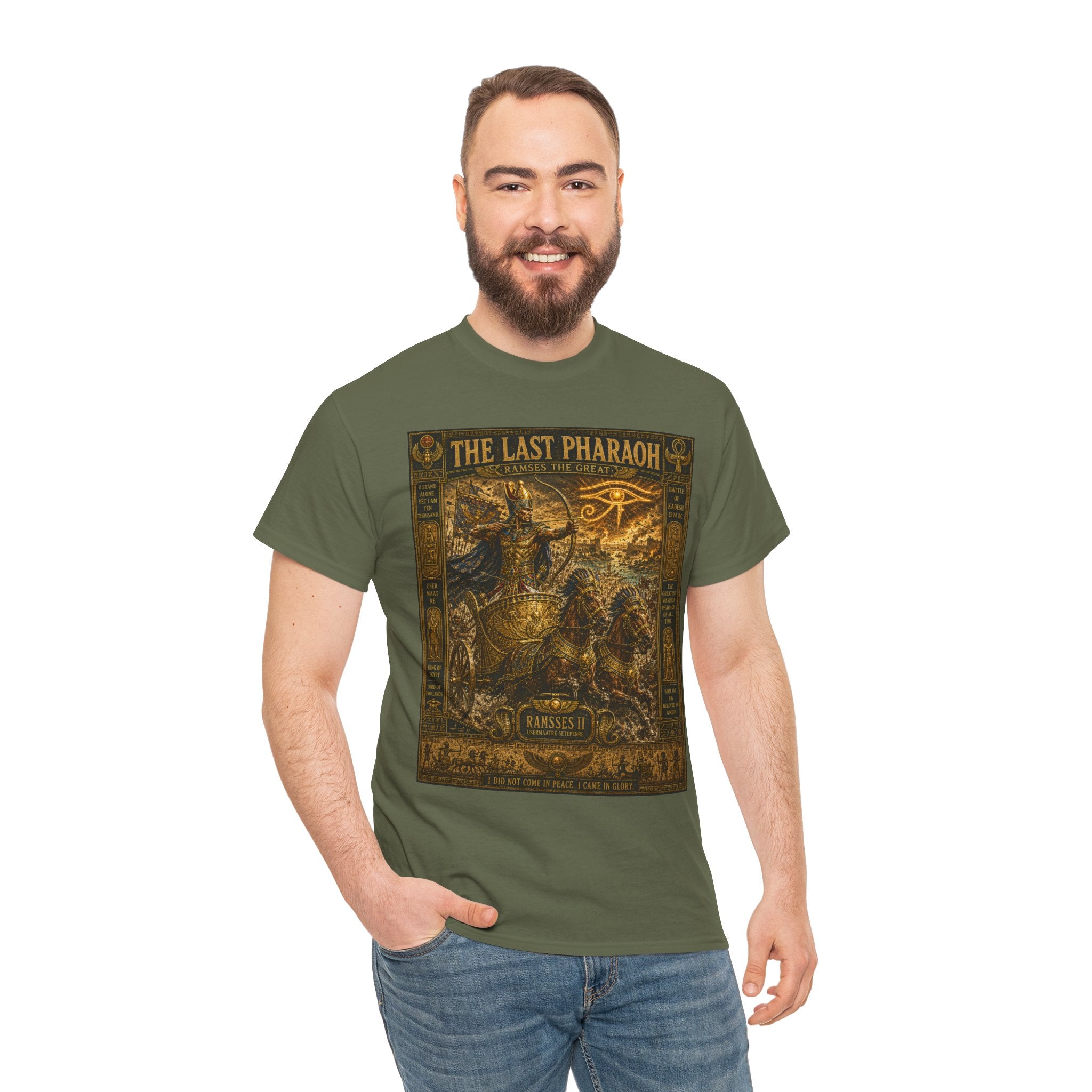 The Last Pharaoh – Ancient Egyptian Warrior Ramesses Battle of Kadesh Graphic T-Shirt - He fought as a god. He ruled as a legend. He was remembered for eternity.
