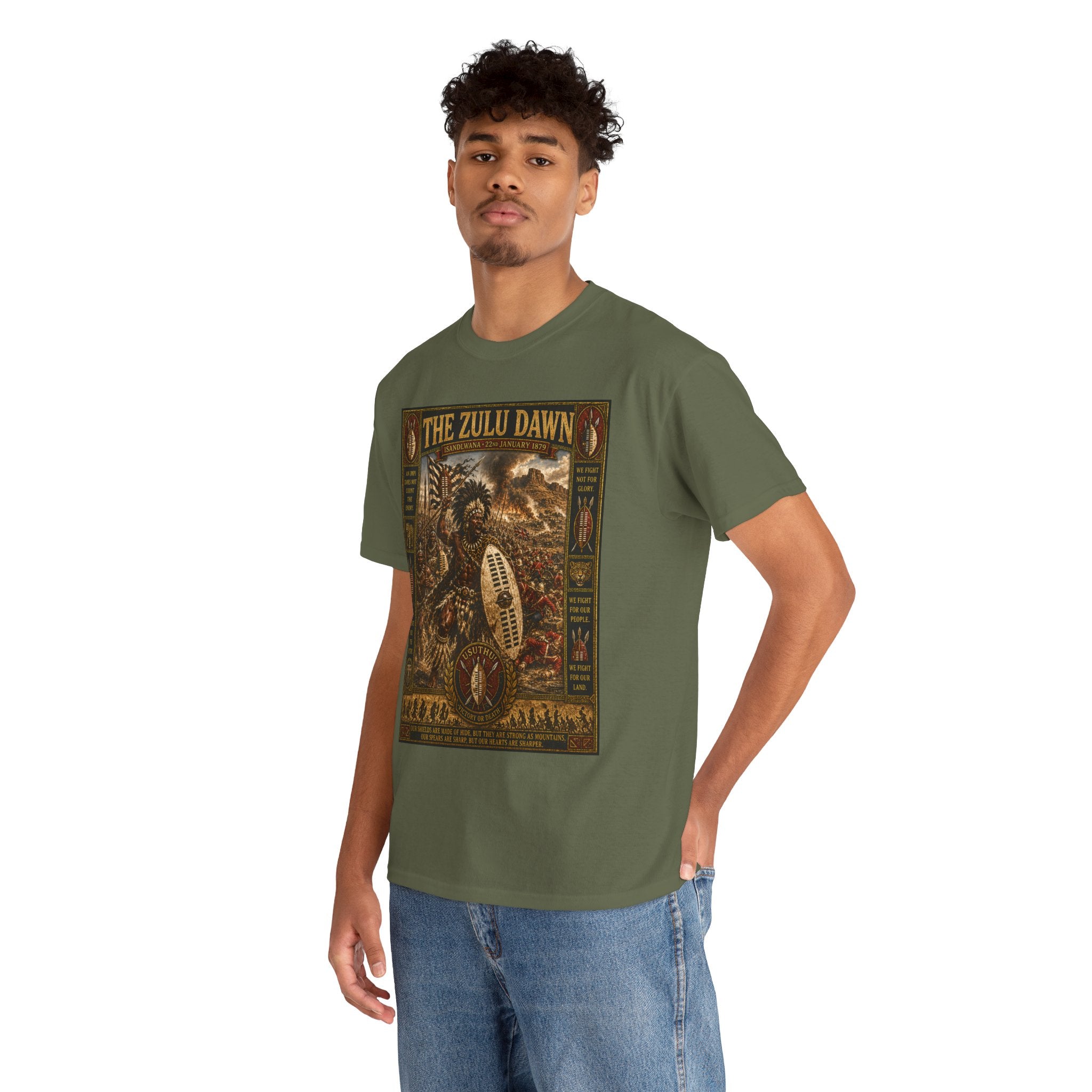 The Zulu Dawn – Zulu Warrior Isandlwana Battle African Military History Graphic T-Shirt - They came for our land. We showed them what it cost.