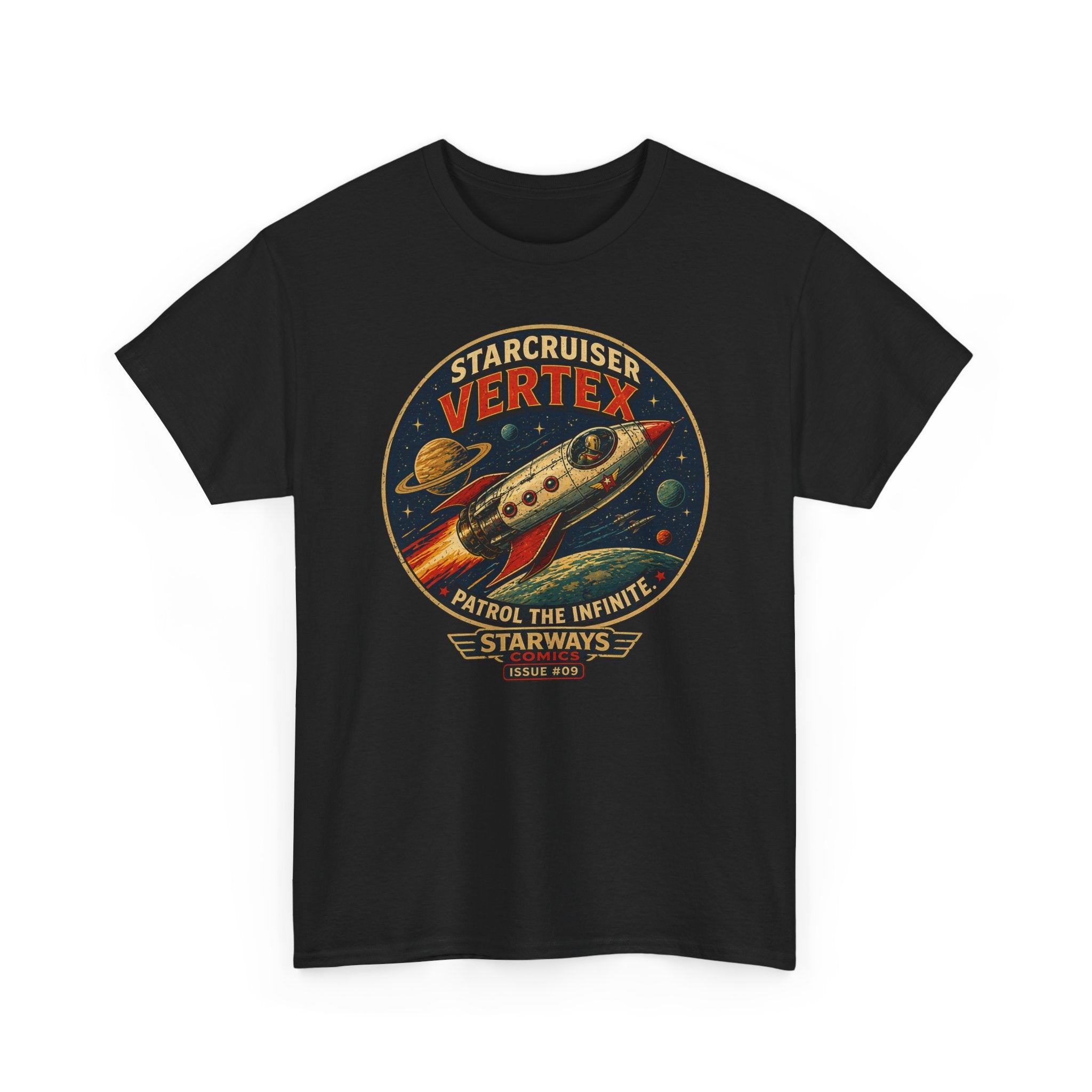 Starcruiser Vertex Rocket T-Shirt — Vintage Space Patrol Graphic Tee