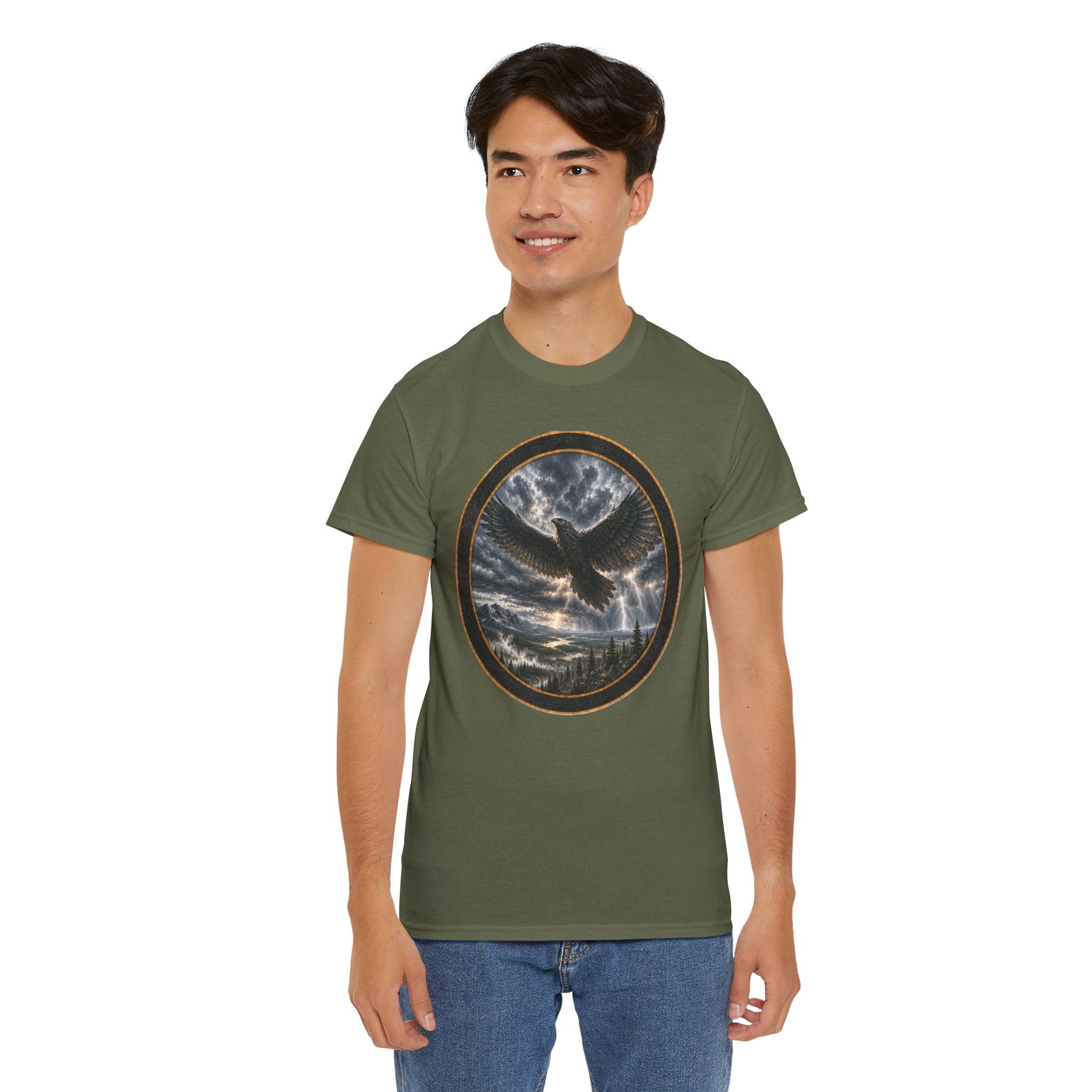 The Thunderbird Circle Tee — Gothic Nature Graphic T-Shirt