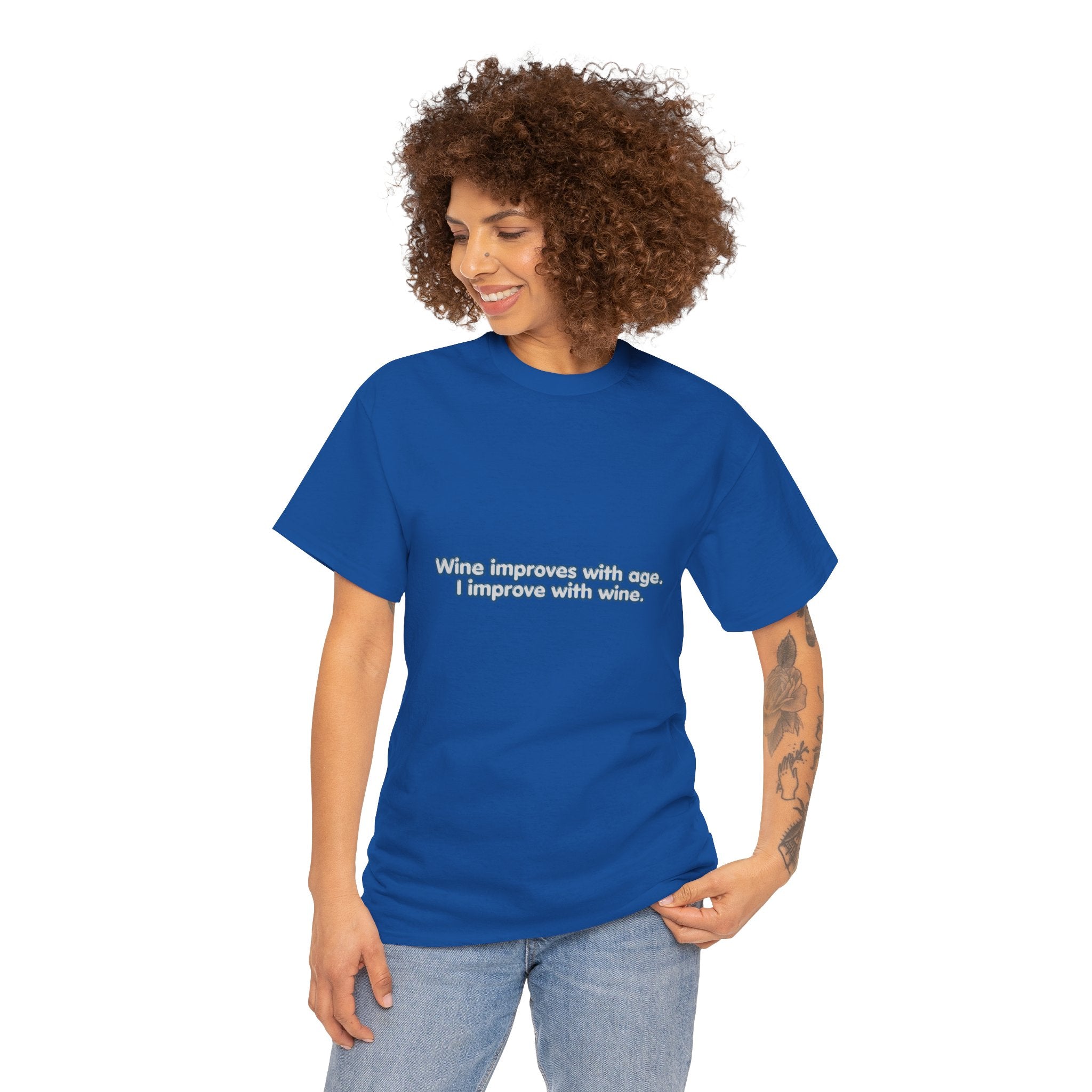 Wine Improves With Age I Improve With Wine T-Shirt | Funny Wine Lover Tee | Humorous Drinking Graphic T-Shirt | Gift for Wine Fans