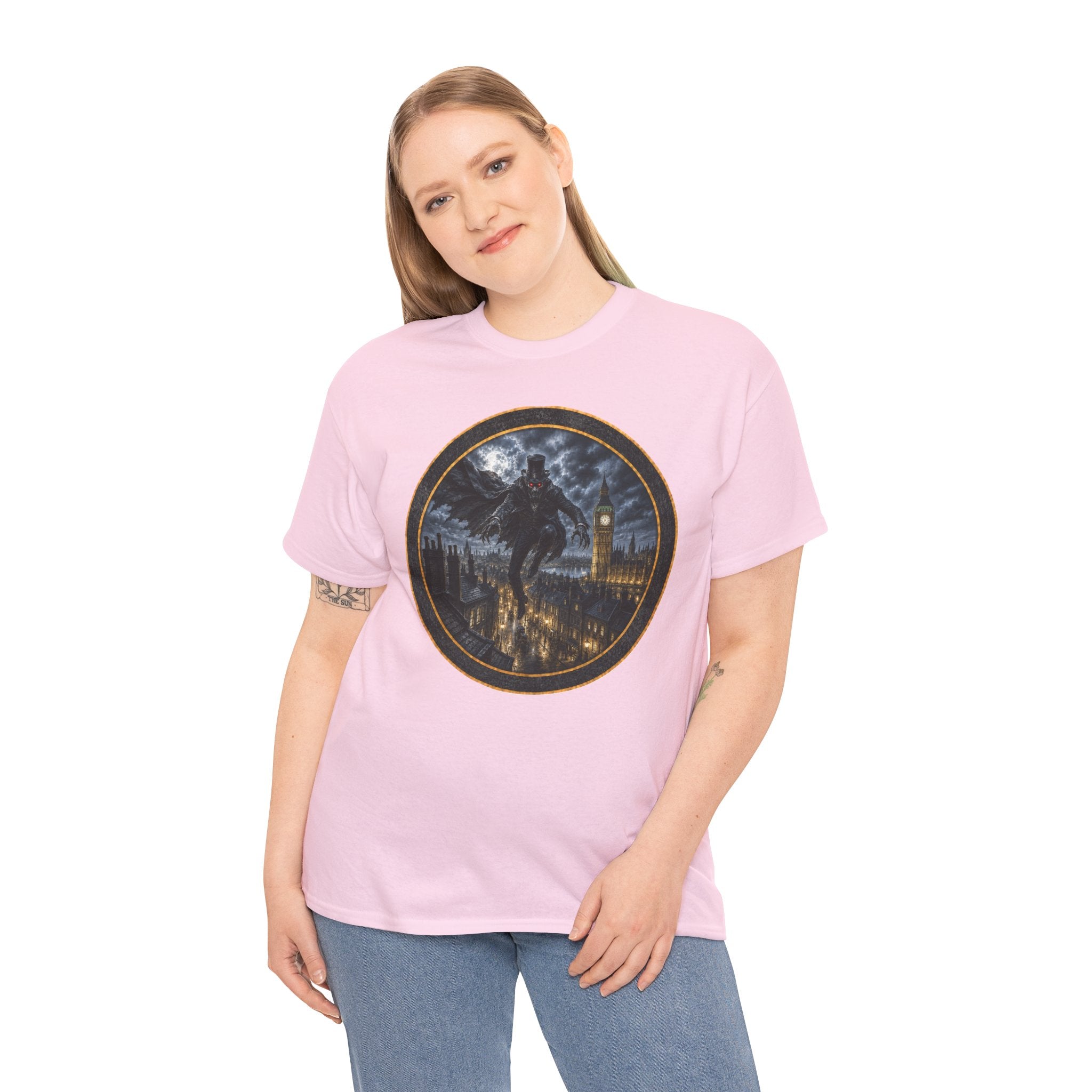 Spring-Heeled Jack T‑Shirt — Gothic Big Ben Skyline Design