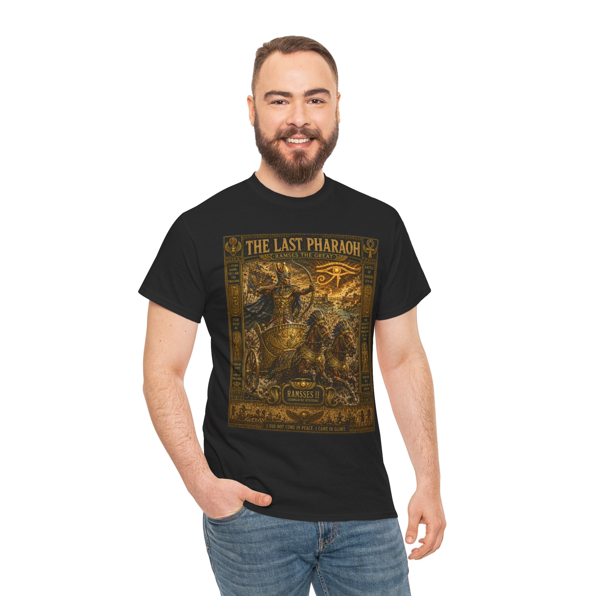 The Last Pharaoh – Ancient Egyptian Warrior Ramesses Battle of Kadesh Graphic T-Shirt - He fought as a god. He ruled as a legend. He was remembered for eternity.