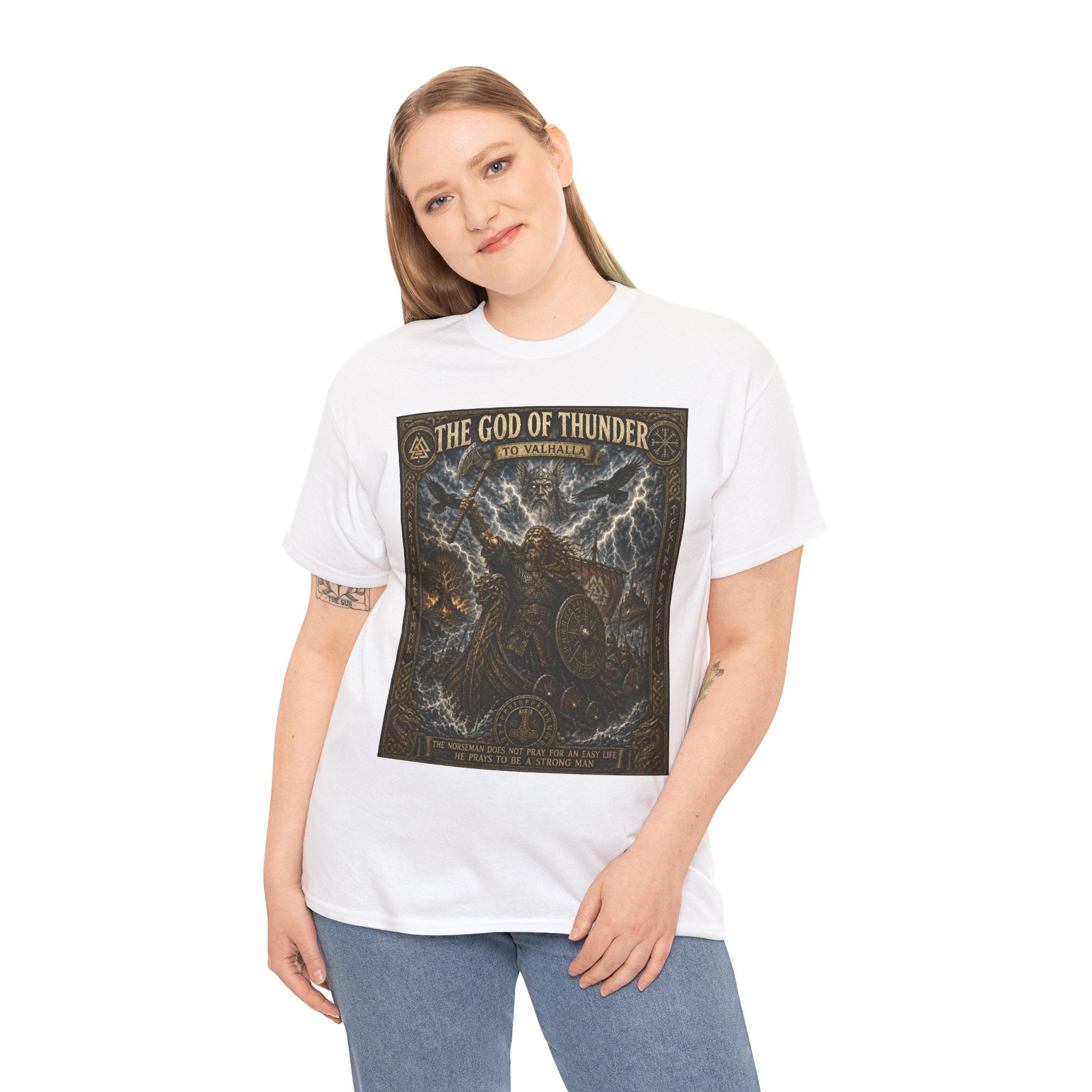 The God of Thunder – Viking Warrior Norse Mythology Odin Valhalla Graphic T-Shirt