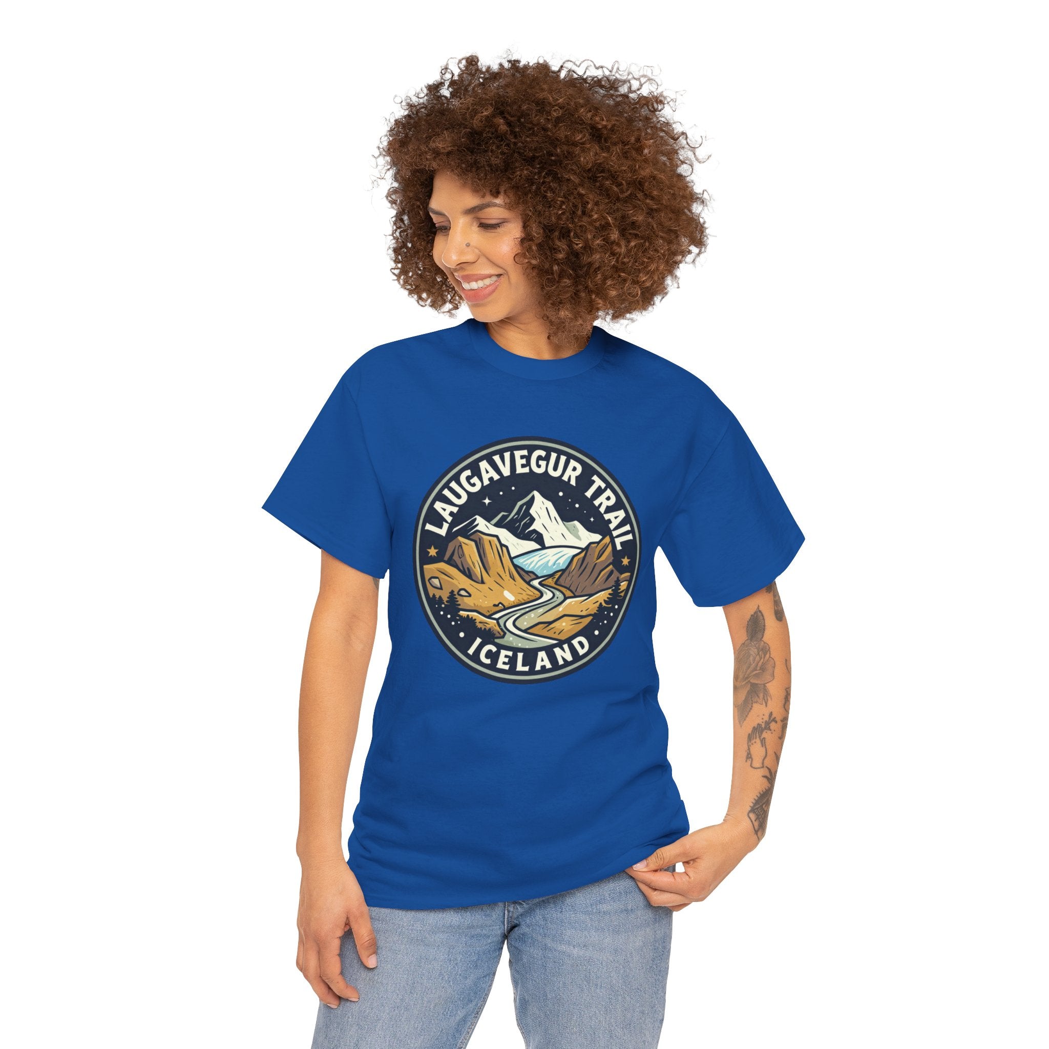 Laugavegur Trail Iceland T-Shirt — Vintage Hiking Badge Tee