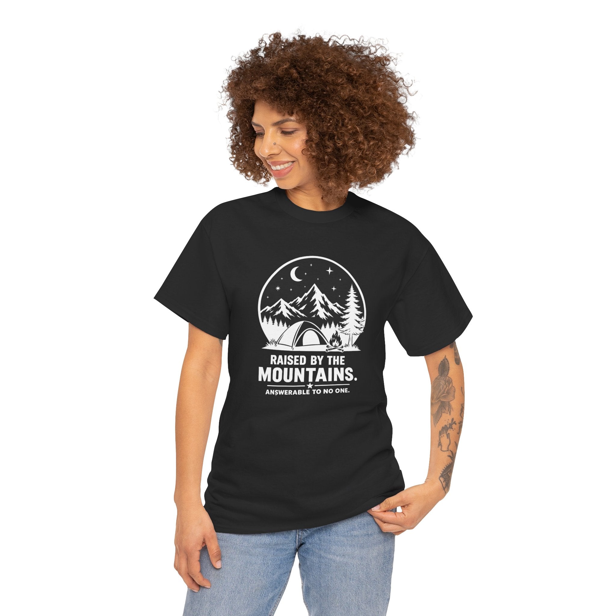 Camping Night T-Shirt — Mountain Tent Moon Graphic Tee