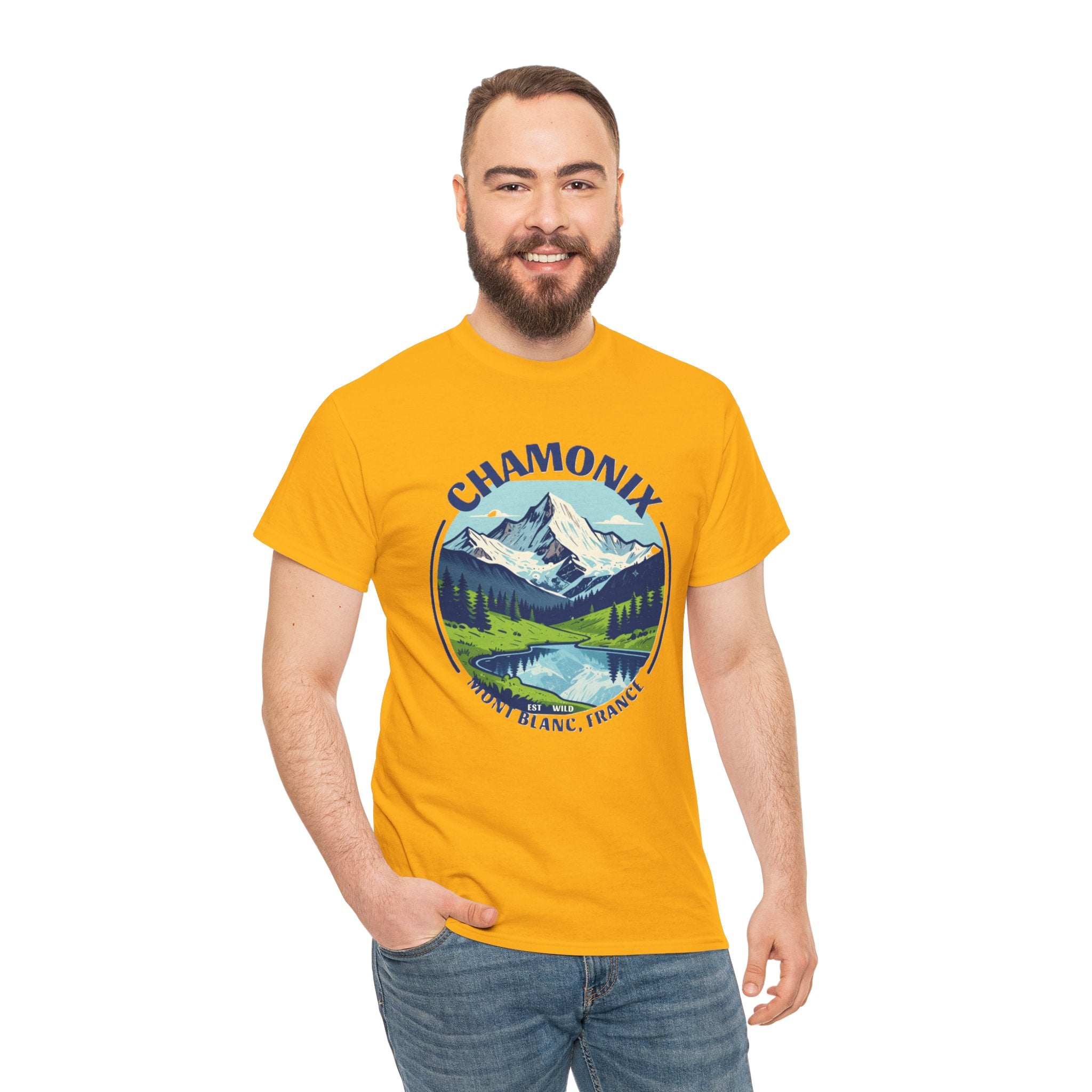 Chamonix Mont Blanc T-Shirt | French Alps Hiking Tee | Vintage Mountain Badge Graphic Shirt | France Travel Gift
