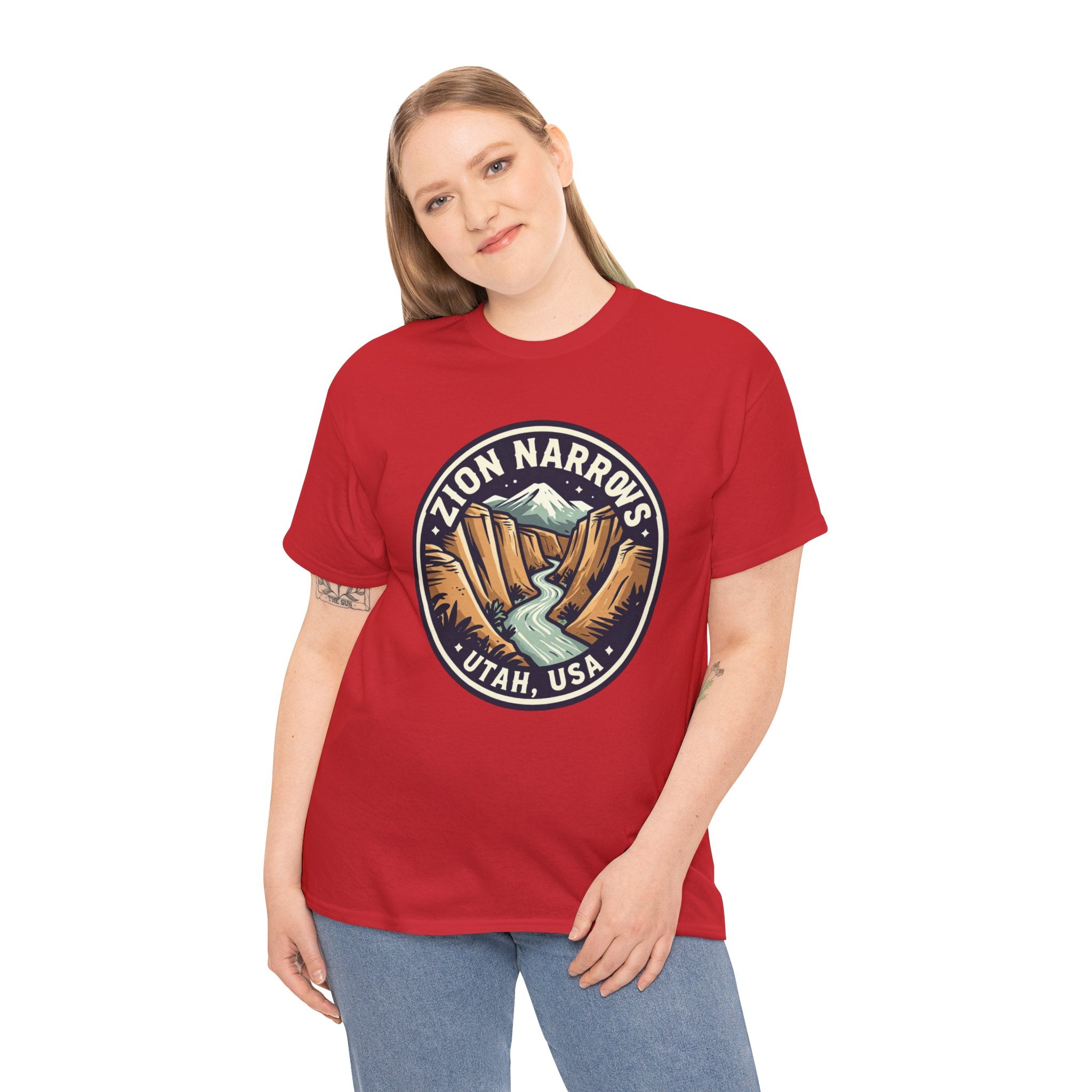 Zion Narrows Utah River Badge Tee — National Park Hiking T‑Shirt