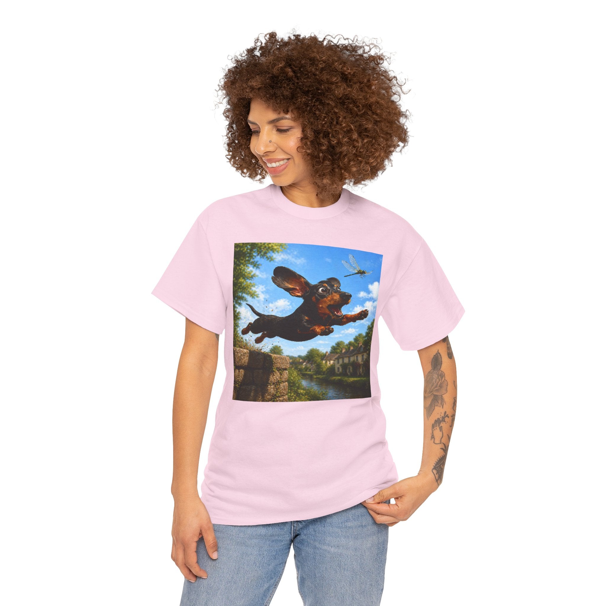 Dachshund Leap T-Shirt — Vintage Dog Art Tee